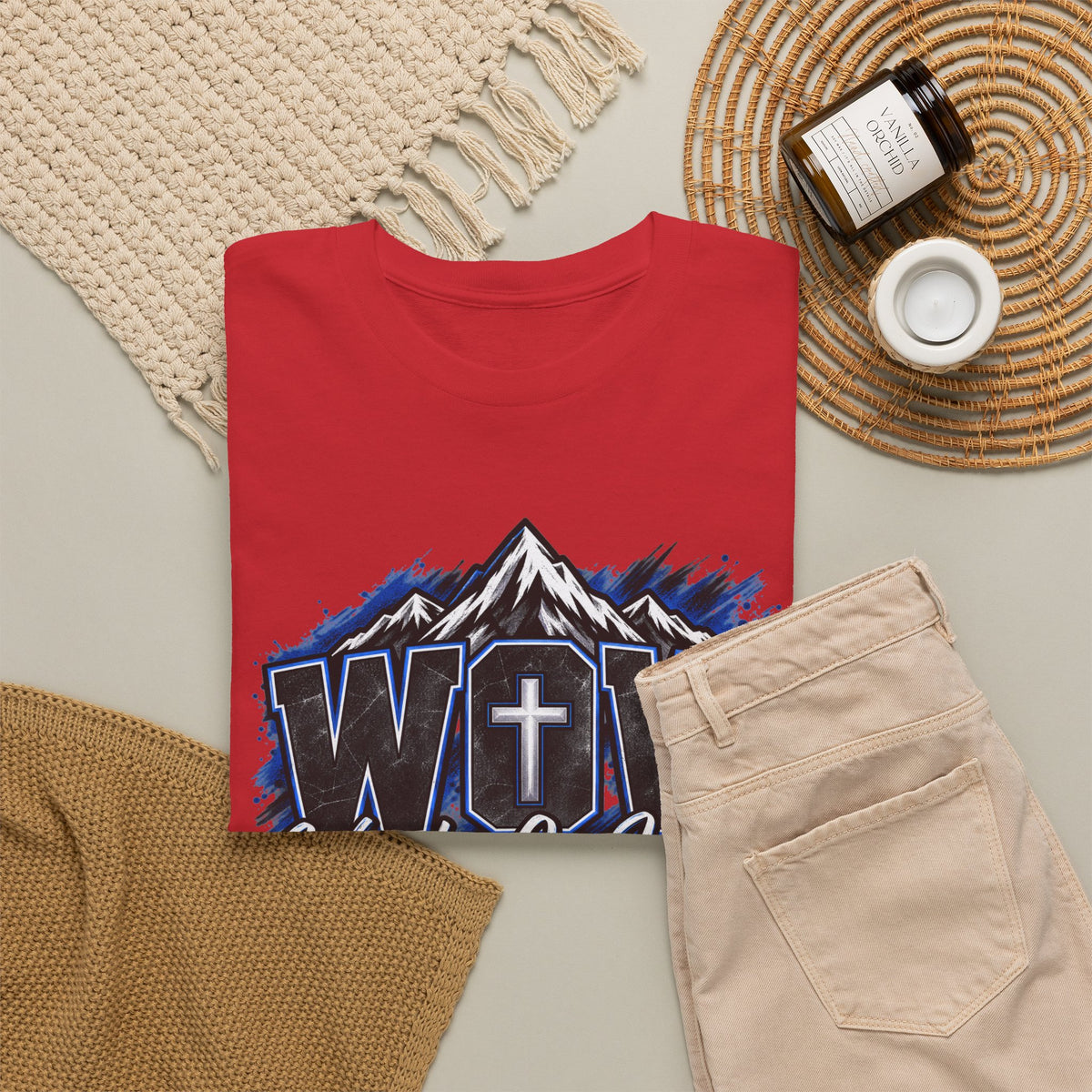 Worship Over Worry T-Shirt — Faith Mountain Cross Graphic Tee