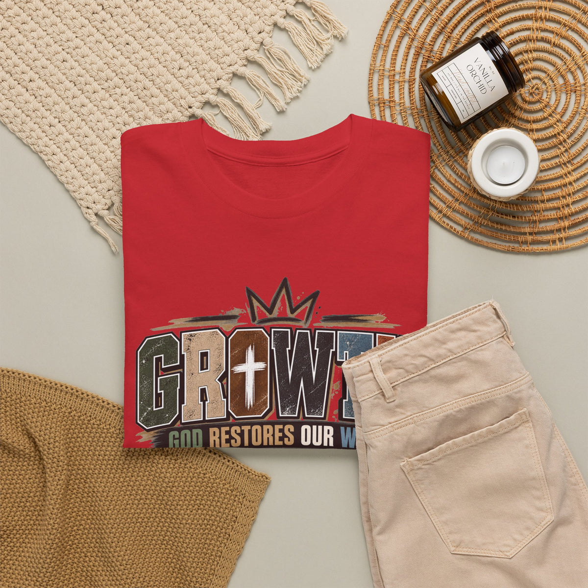 Growth Faith T-Shirt — "God Restores Our Ways, Trust Him" Christian Tee