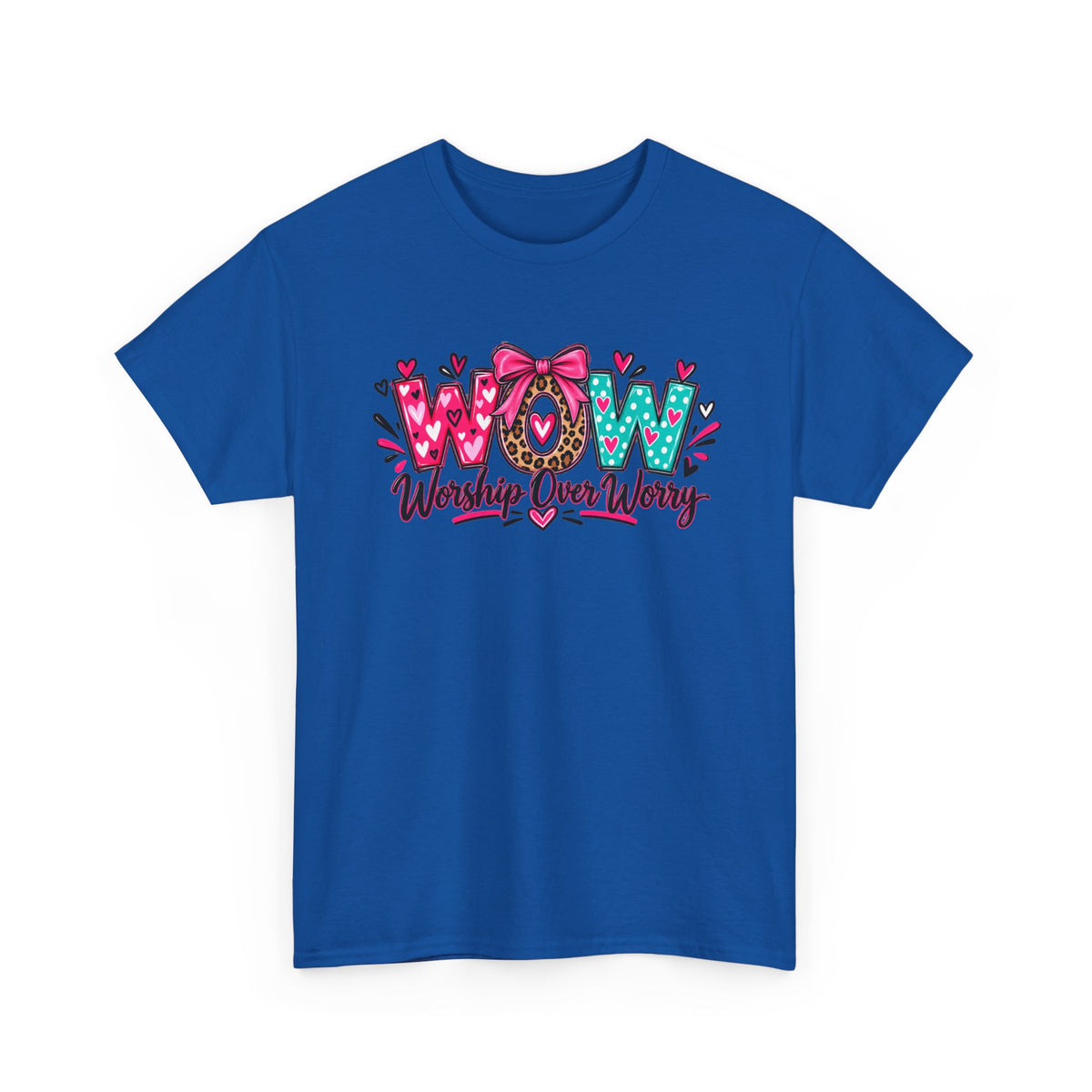 W.O.W. "Worship Over Worry" Graphic Tee — Faith-Inspired Christian Shirt