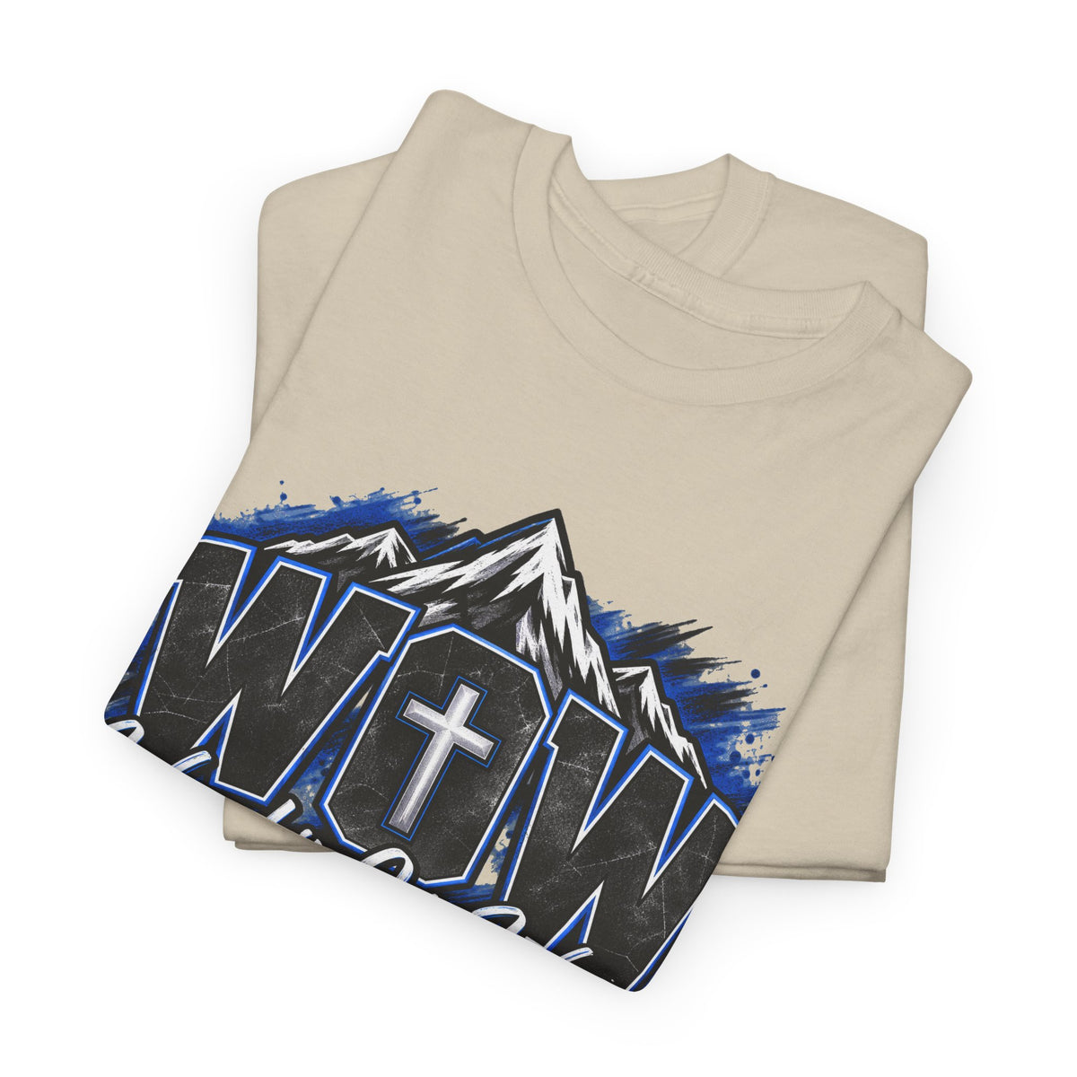 Worship Over Worry T-Shirt — Faith Mountain Cross Graphic Tee
