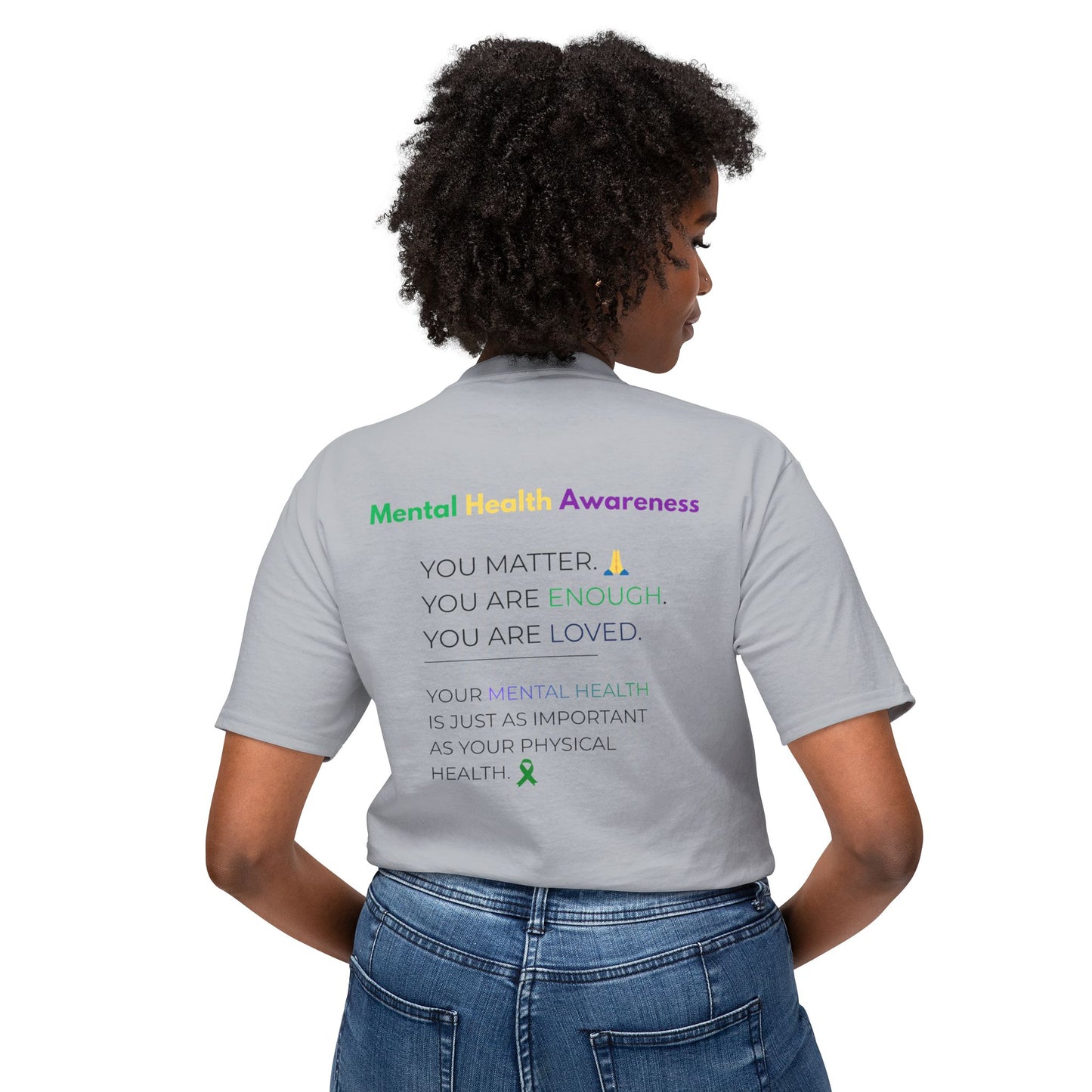 Mental Health Matters T-Shirt – Awareness Ribbon Brain Design ("It's Okay to Not Be Okay")