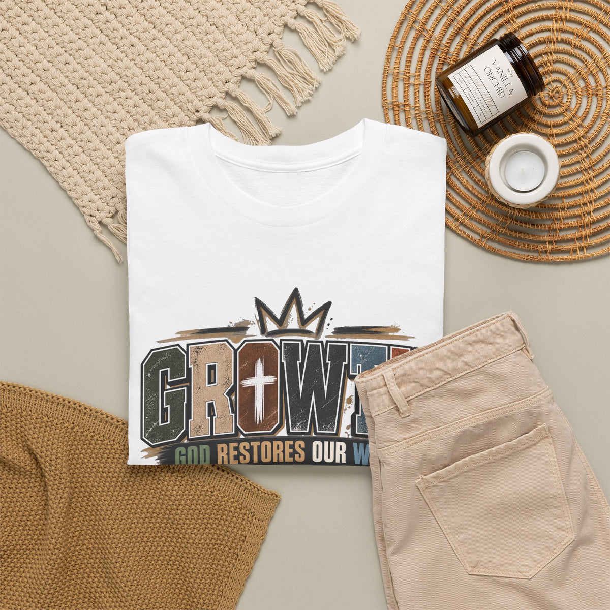 Growth Faith T-Shirt — "God Restores Our Ways, Trust Him" Christian Tee