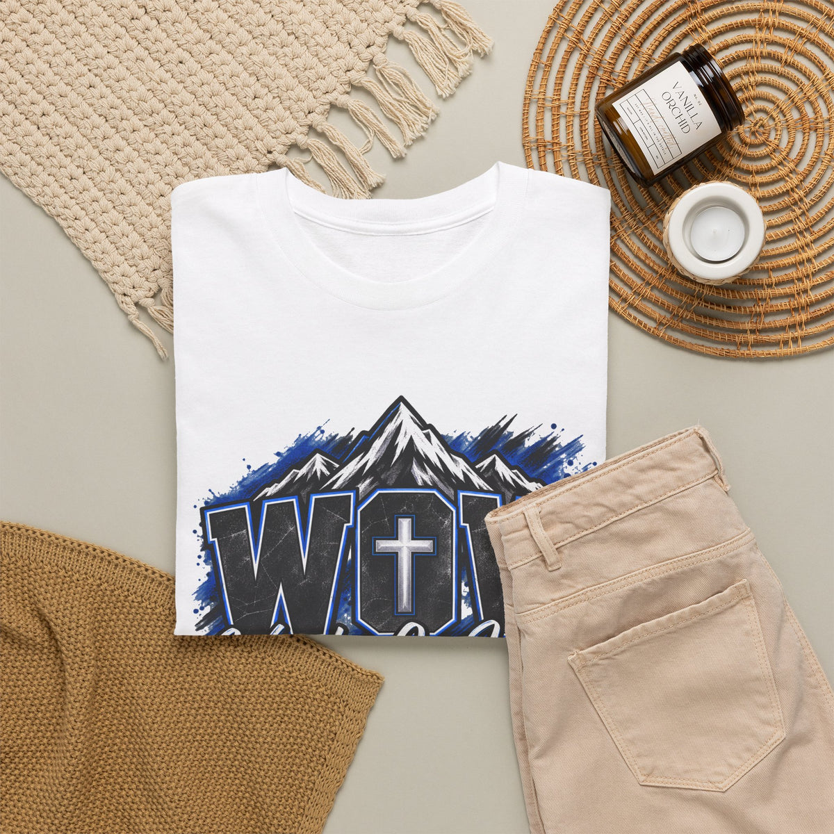 Worship Over Worry T-Shirt — Faith Mountain Cross Graphic Tee