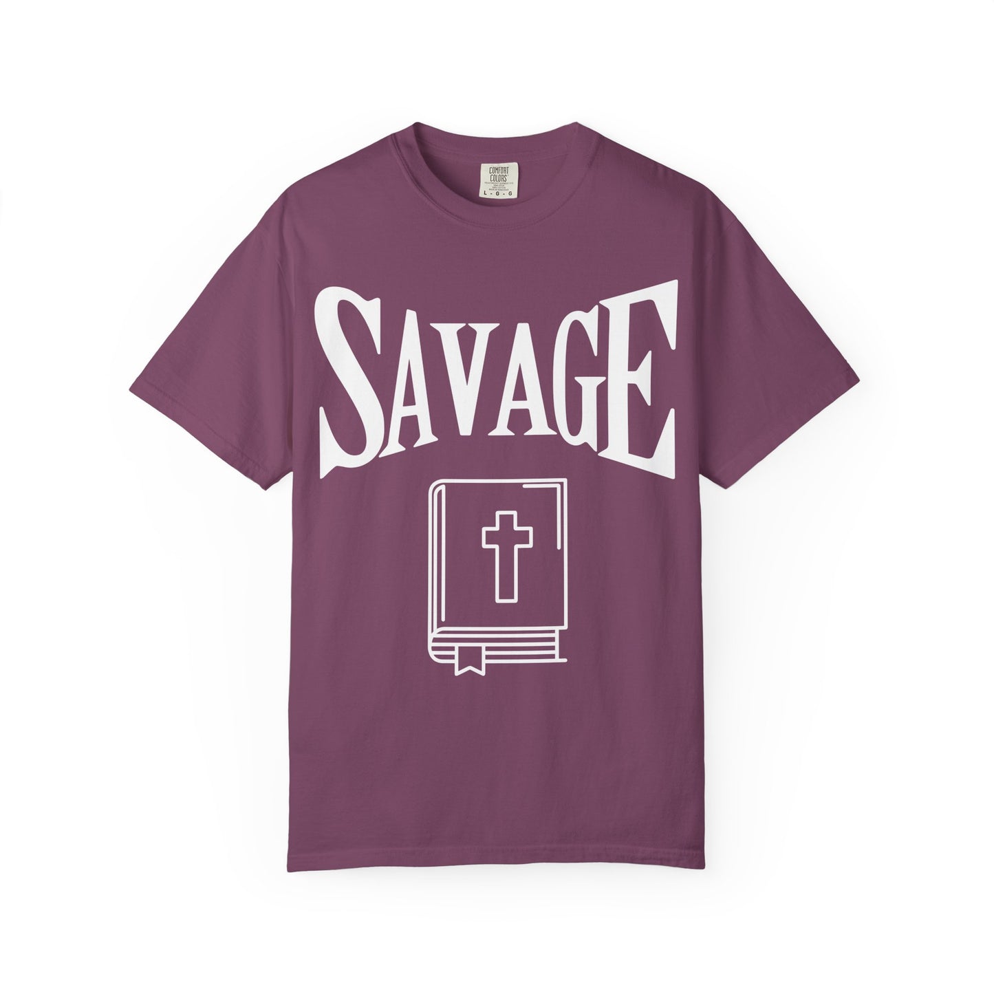 T-Shirt — "SAVAGE" Graphic Tee with Bible Icon (Edgy Faith Streetwear)