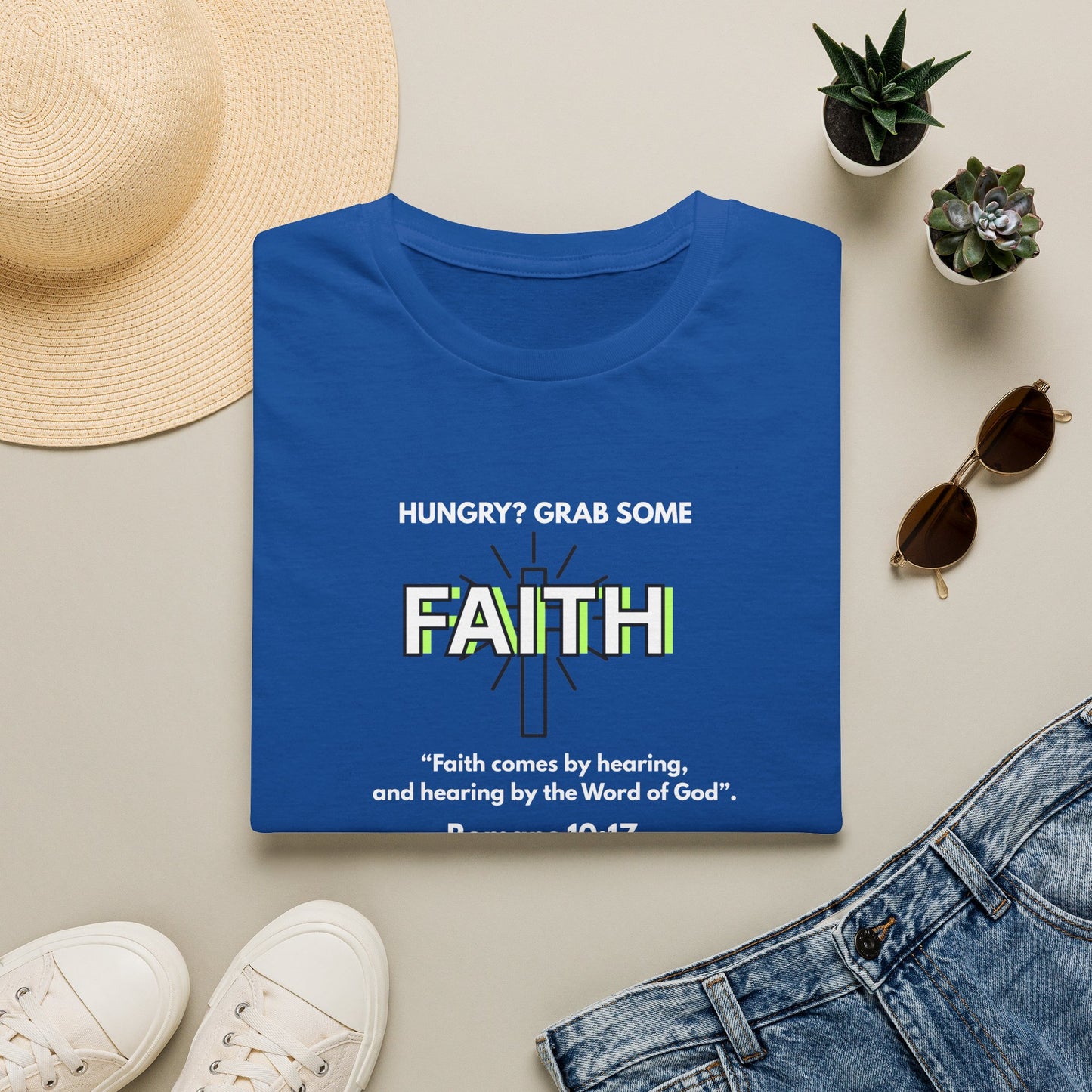 Faith T-Shirt — "Hungry? Grab Some Faith" Inspirational Christian Tee