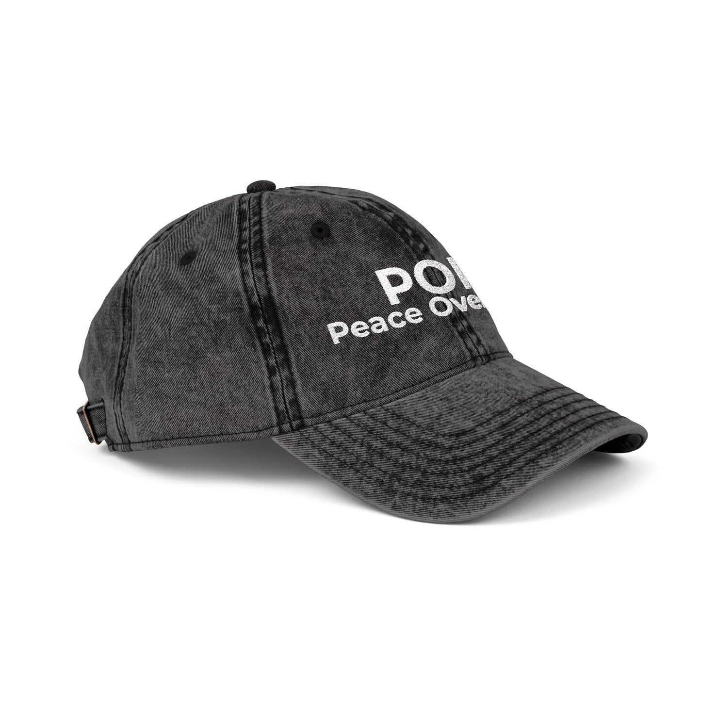 Vintage Embroidered Cap — “POP Peace Over Pain” Red Distressed Hat