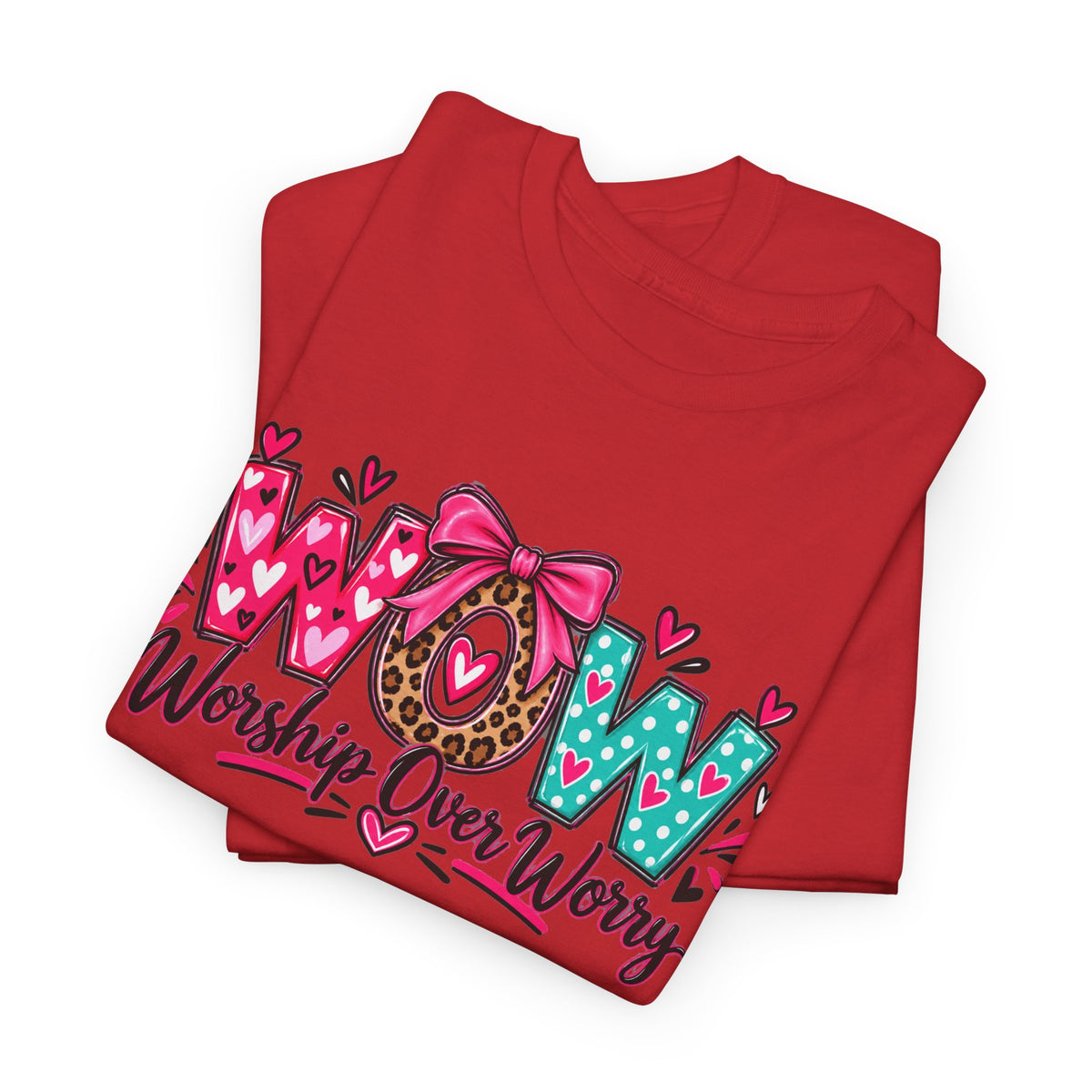 W.O.W. "Worship Over Worry" Graphic Tee — Faith-Inspired Christian Shirt