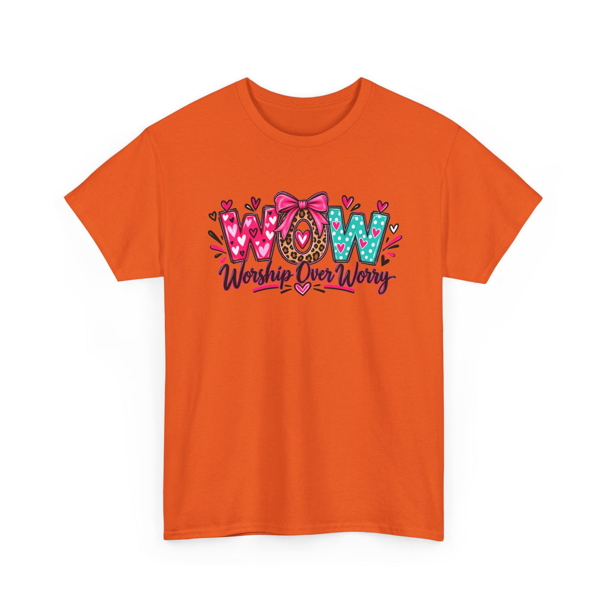 W.O.W. "Worship Over Worry" Graphic Tee — Faith-Inspired Christian Shirt