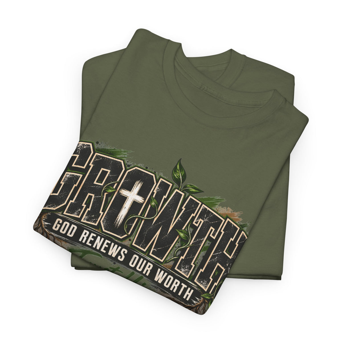 Growth "Trust Him" Christian T-Shirt — God Renews Our Worth Faith Tee