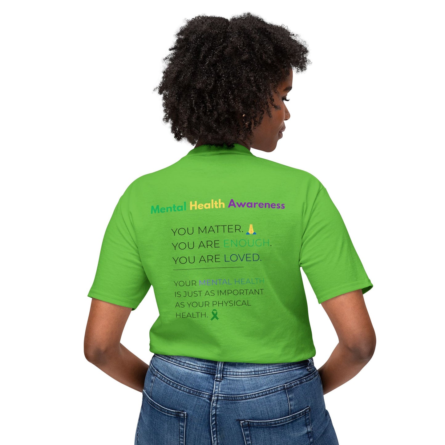 Mental Health Matters T-Shirt – Awareness Ribbon Brain Design ("It's Okay to Not Be Okay")