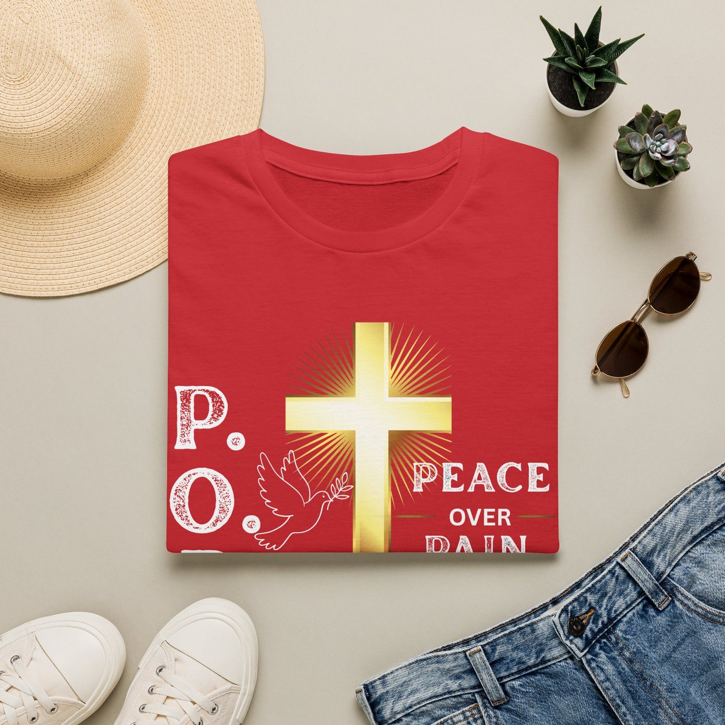 Peace Over Pain T-Shirt — Christian Cross & Dove Faith Graphic