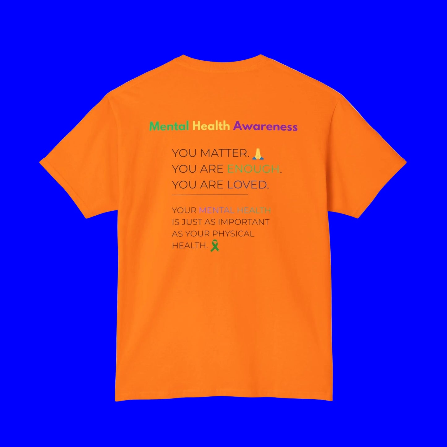 Mental Health Matters T-Shirt – Awareness Ribbon Brain Design ("It's Okay to Not Be Okay")