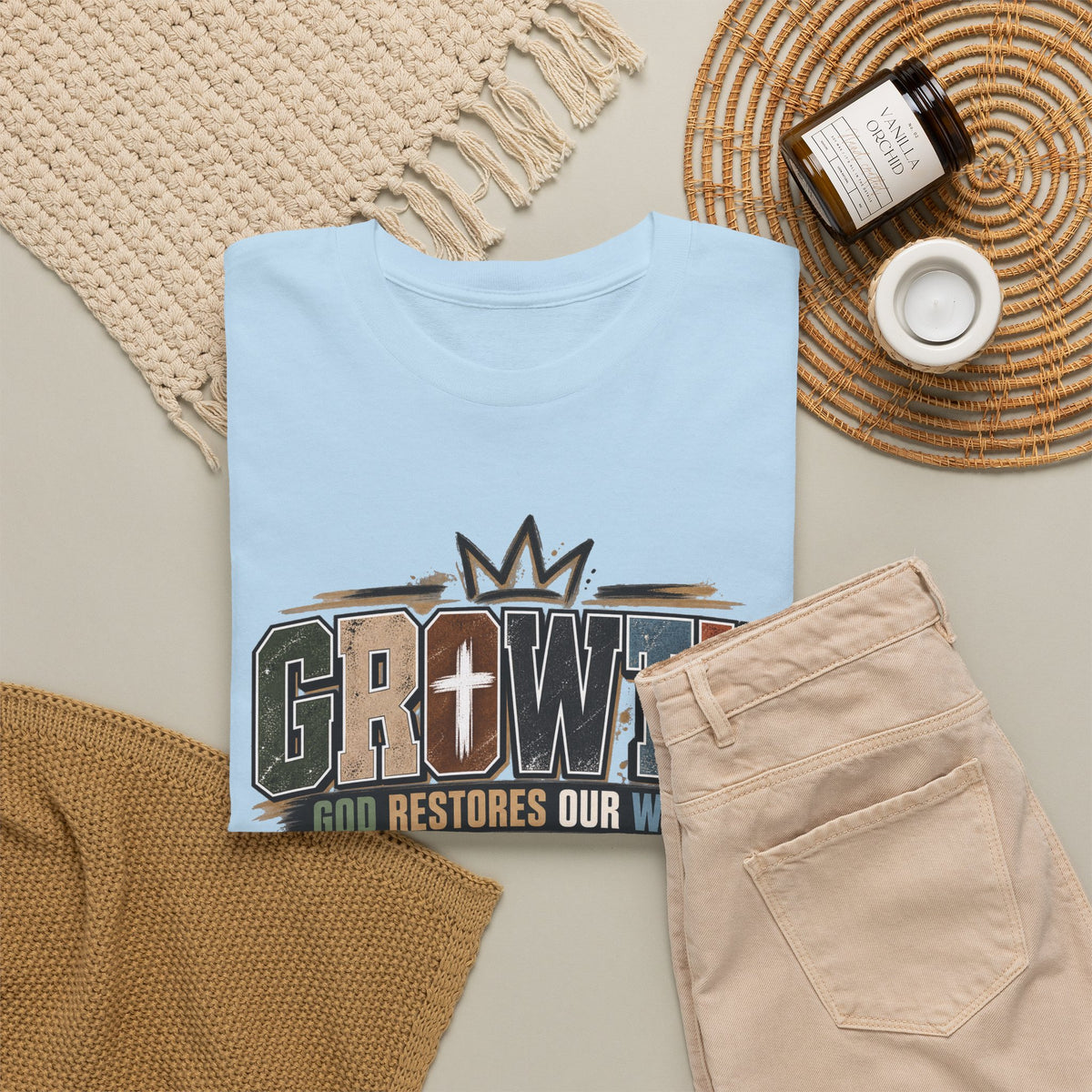 Growth Faith T-Shirt — "God Restores Our Ways, Trust Him" Christian Tee