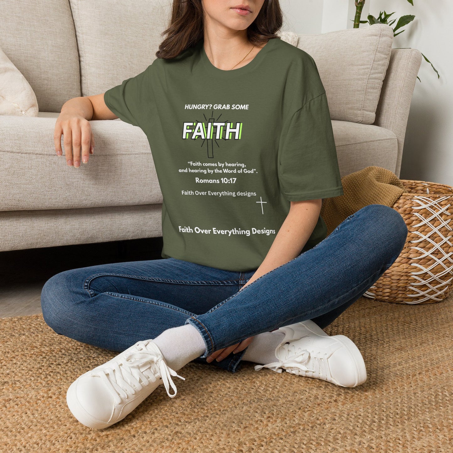 Faith T-Shirt — "Hungry? Grab Some Faith" Inspirational Christian Tee