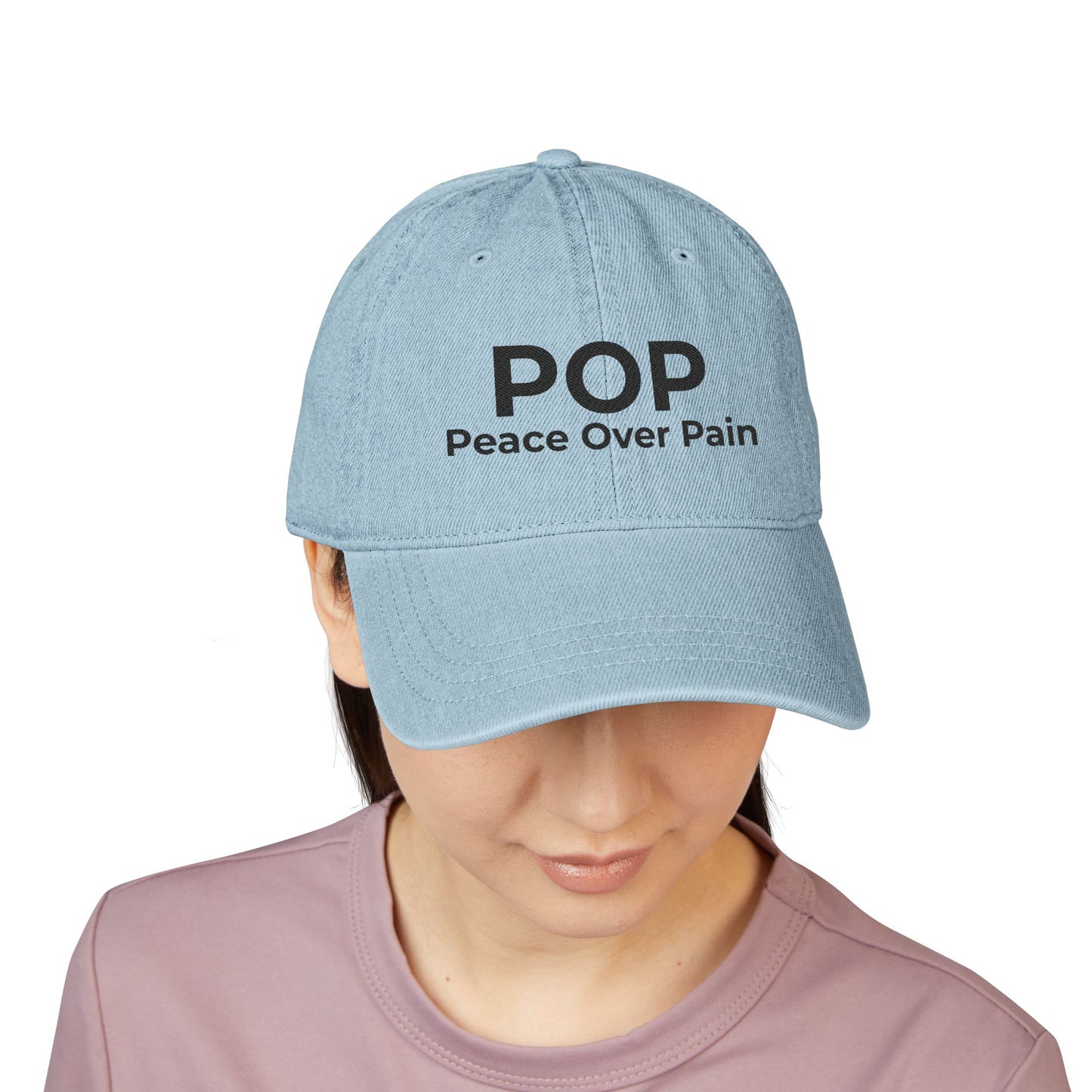 Faith Over Everything™ Denim Embroidered Hat | POP – Peace Over Pain