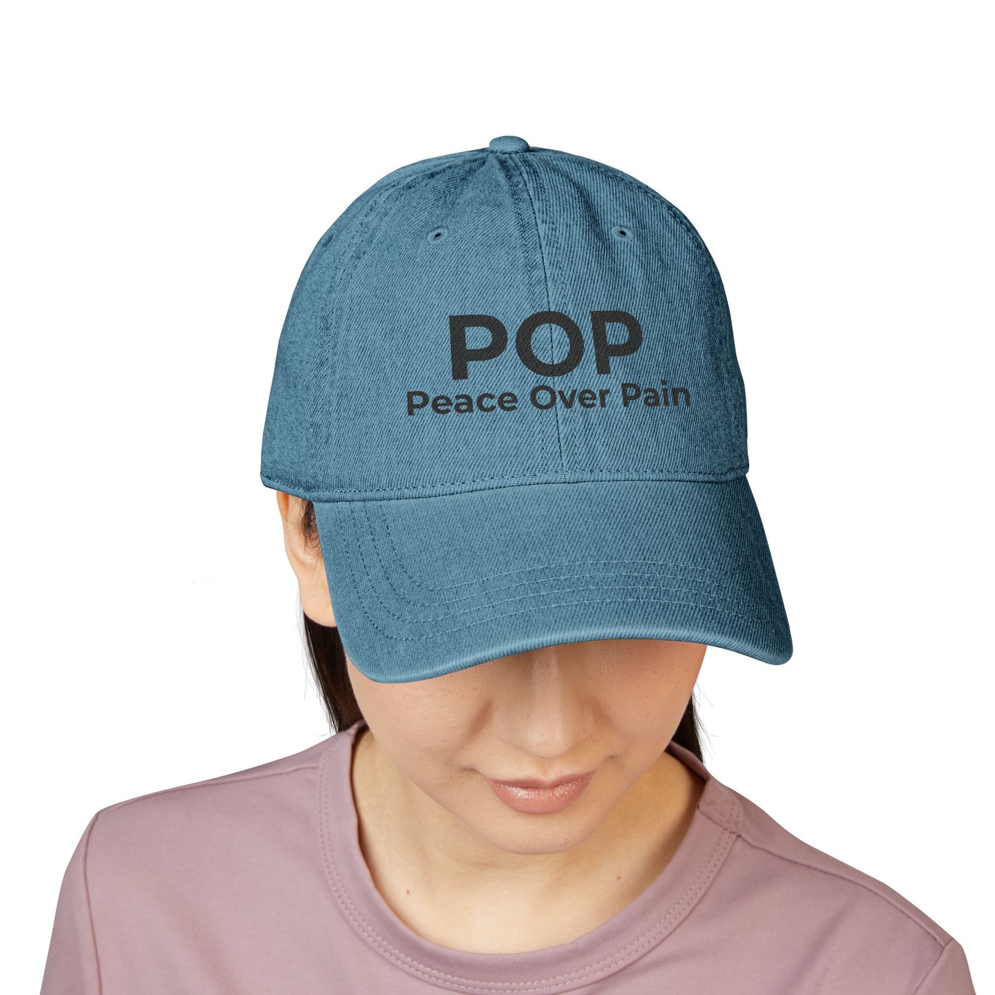 Faith Over Everything™ Denim Embroidered Hat | POP – Peace Over Pain