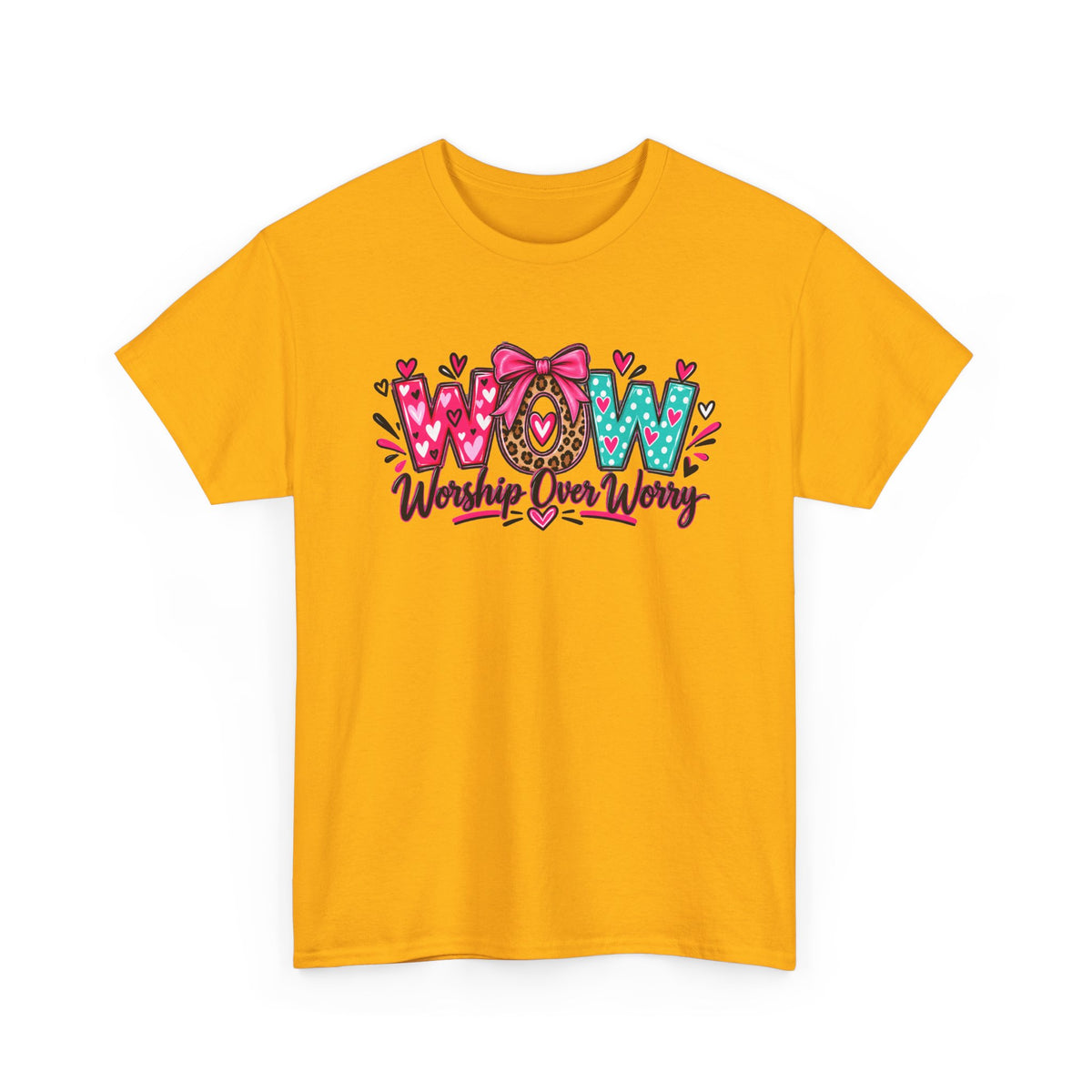 W.O.W. "Worship Over Worry" Graphic Tee — Faith-Inspired Christian Shirt