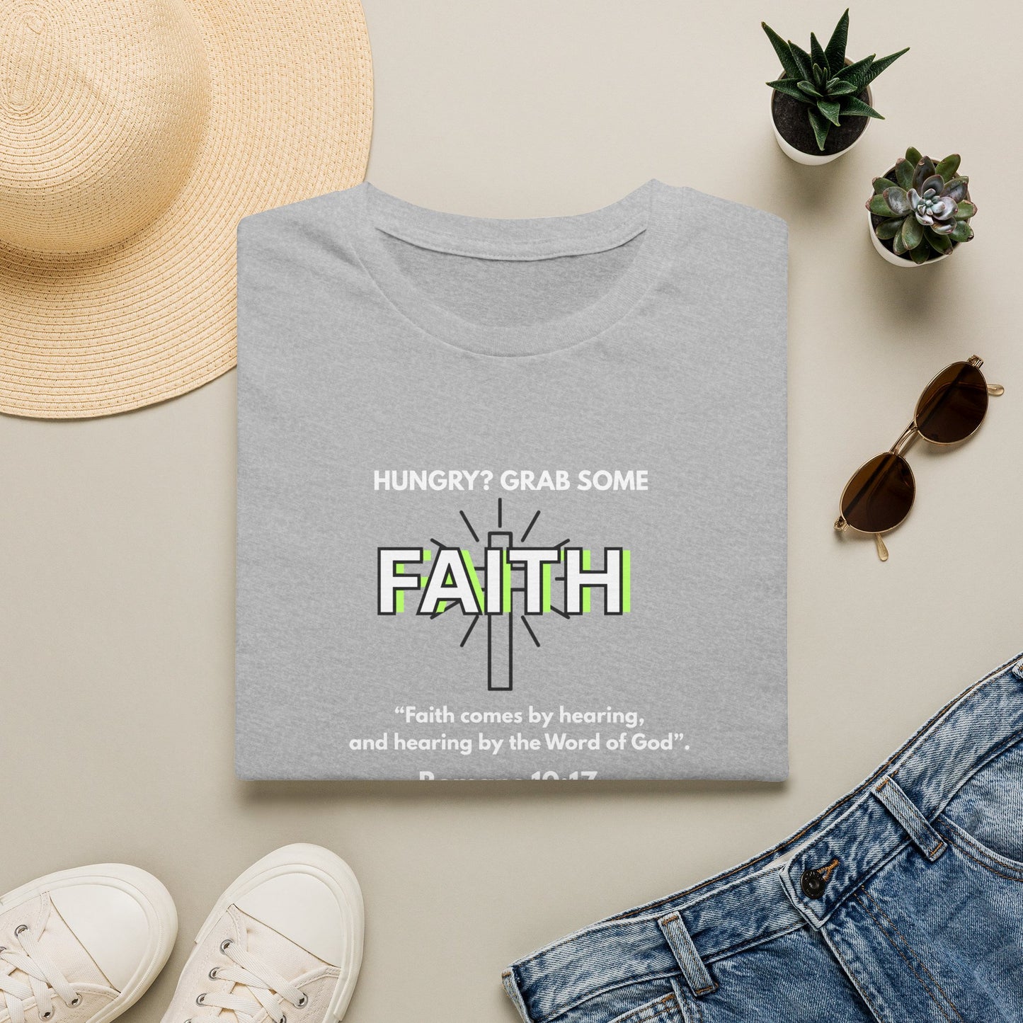 Faith T-Shirt — "Hungry? Grab Some Faith" Inspirational Christian Tee