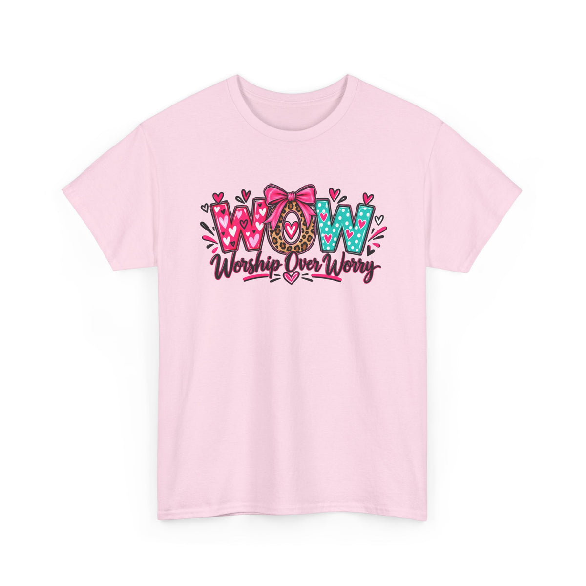 W.O.W. "Worship Over Worry" Graphic Tee — Faith-Inspired Christian Shirt