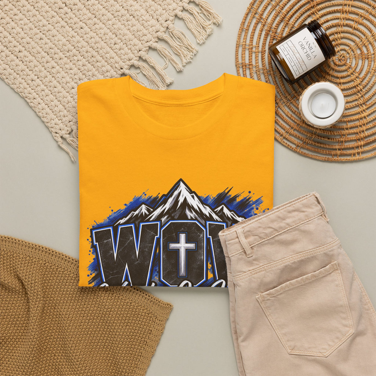 Worship Over Worry T-Shirt — Faith Mountain Cross Graphic Tee