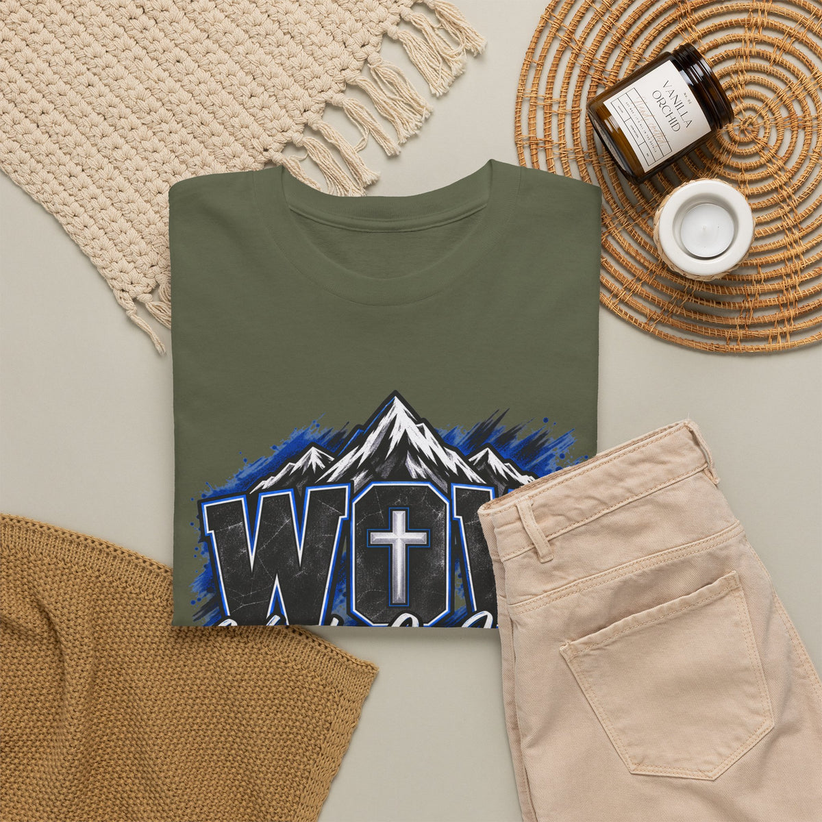 Worship Over Worry T-Shirt — Faith Mountain Cross Graphic Tee