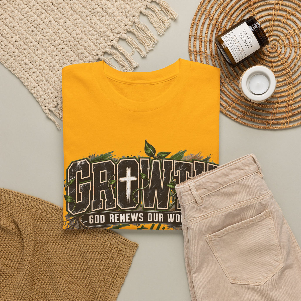 Growth "Trust Him" Christian T-Shirt — God Renews Our Worth Faith Tee