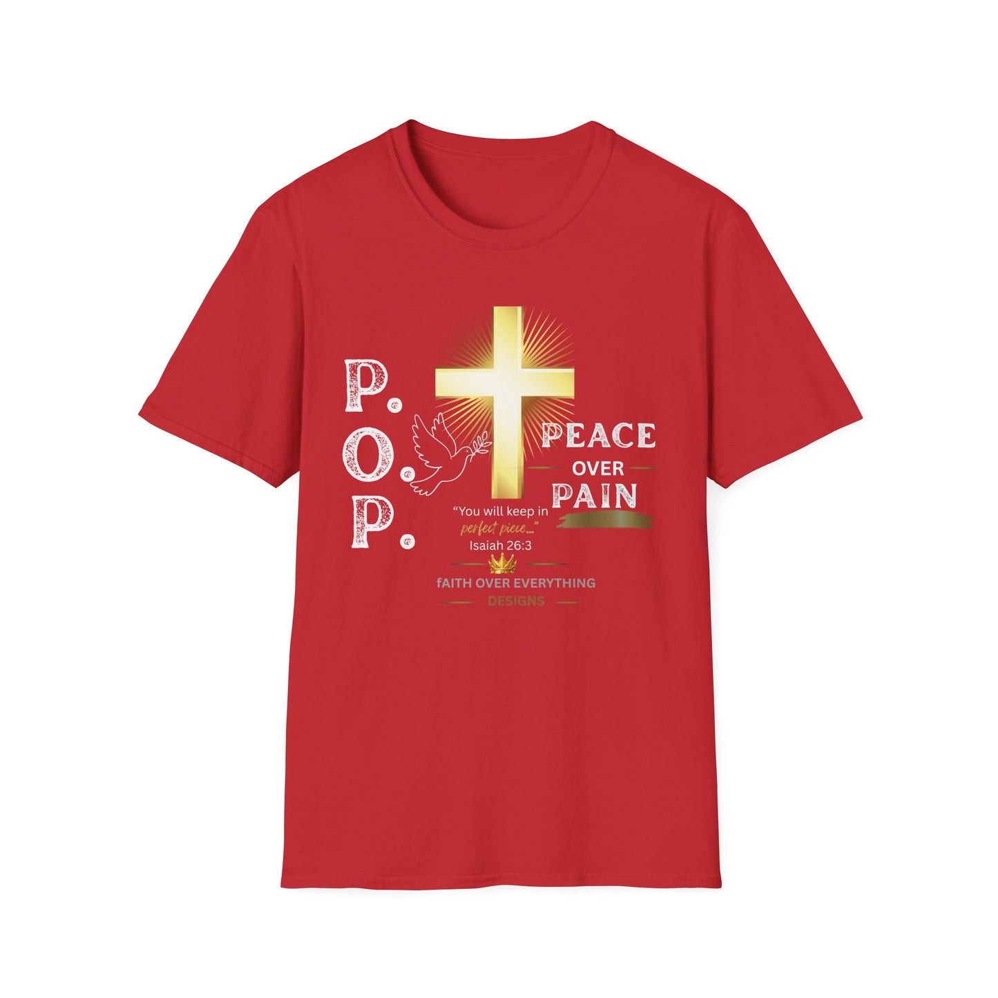 Peace Over Pain T-Shirt — Christian Cross & Dove Faith Graphic