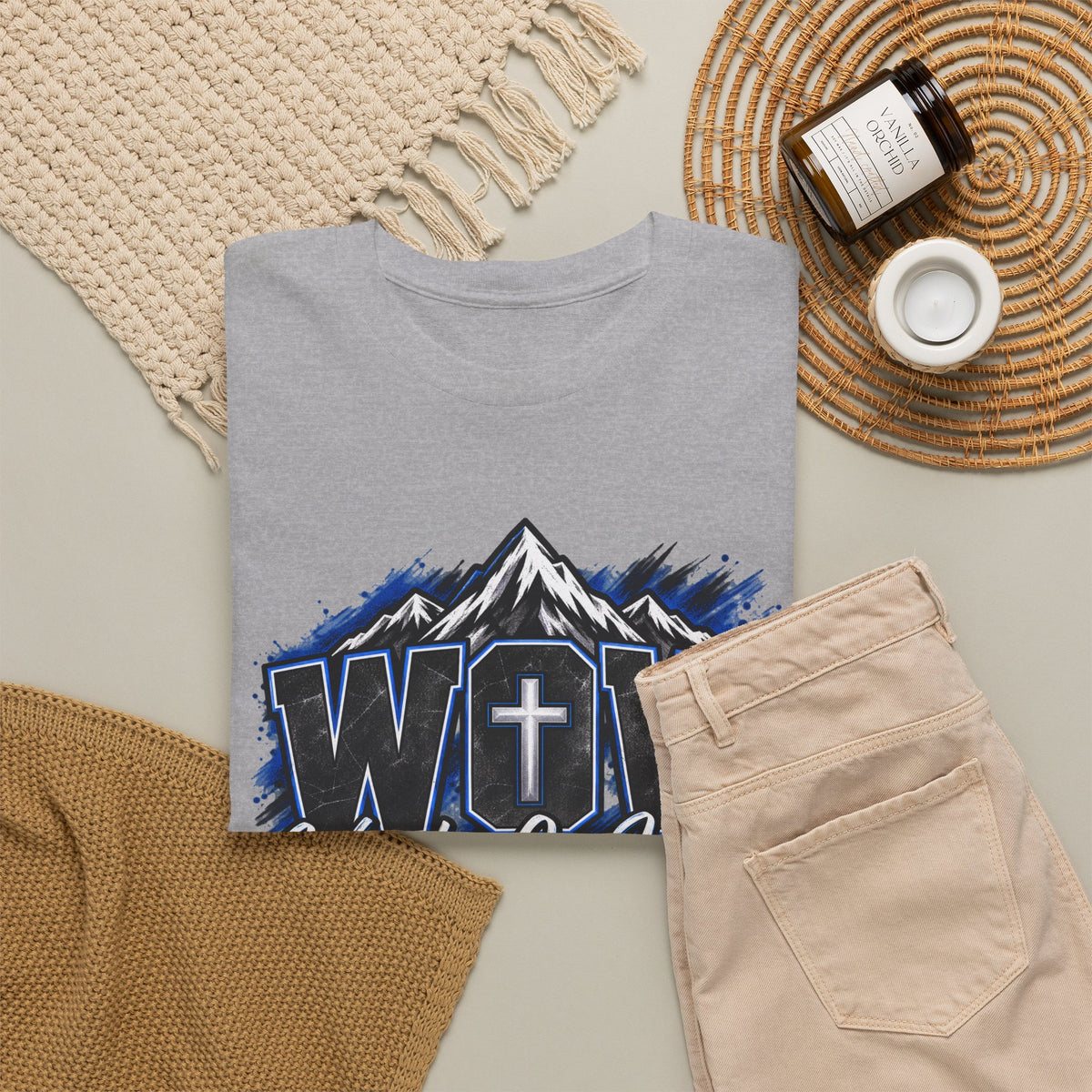 Worship Over Worry T-Shirt — Faith Mountain Cross Graphic Tee