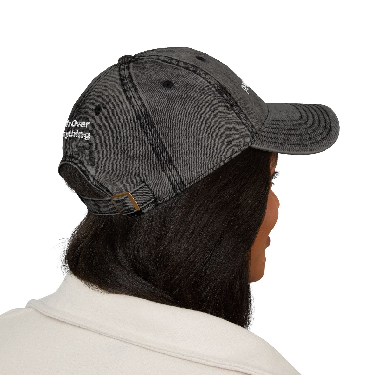 Vintage Embroidered Cap — “POP Peace Over Pain” Red Distressed Hat