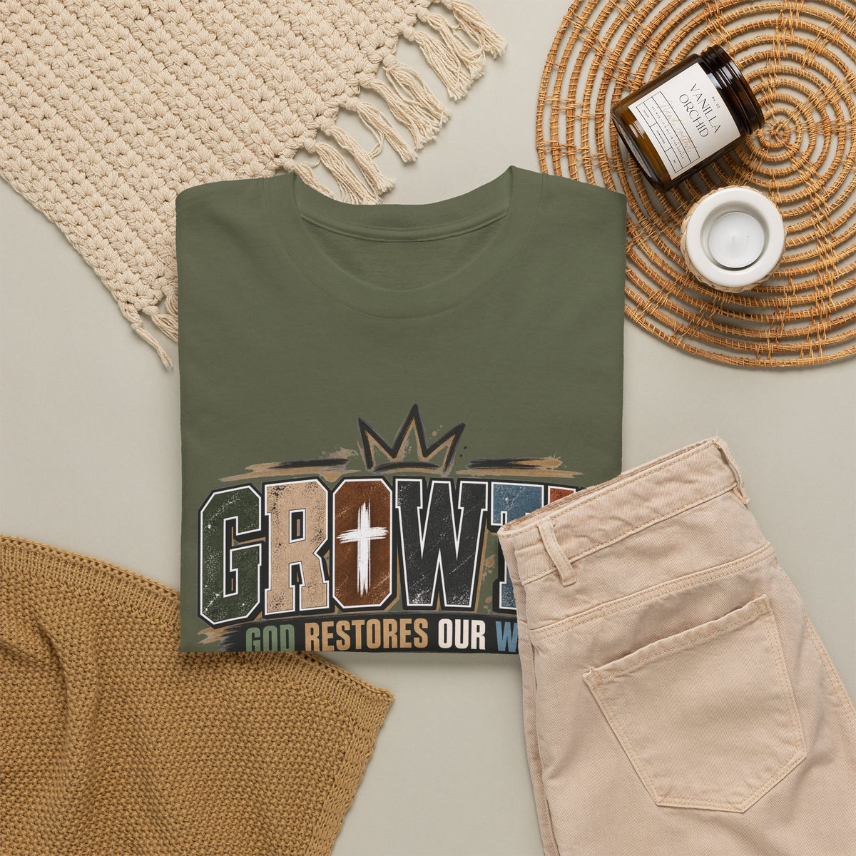 Growth Faith T-Shirt — "God Restores Our Ways, Trust Him" Christian Tee