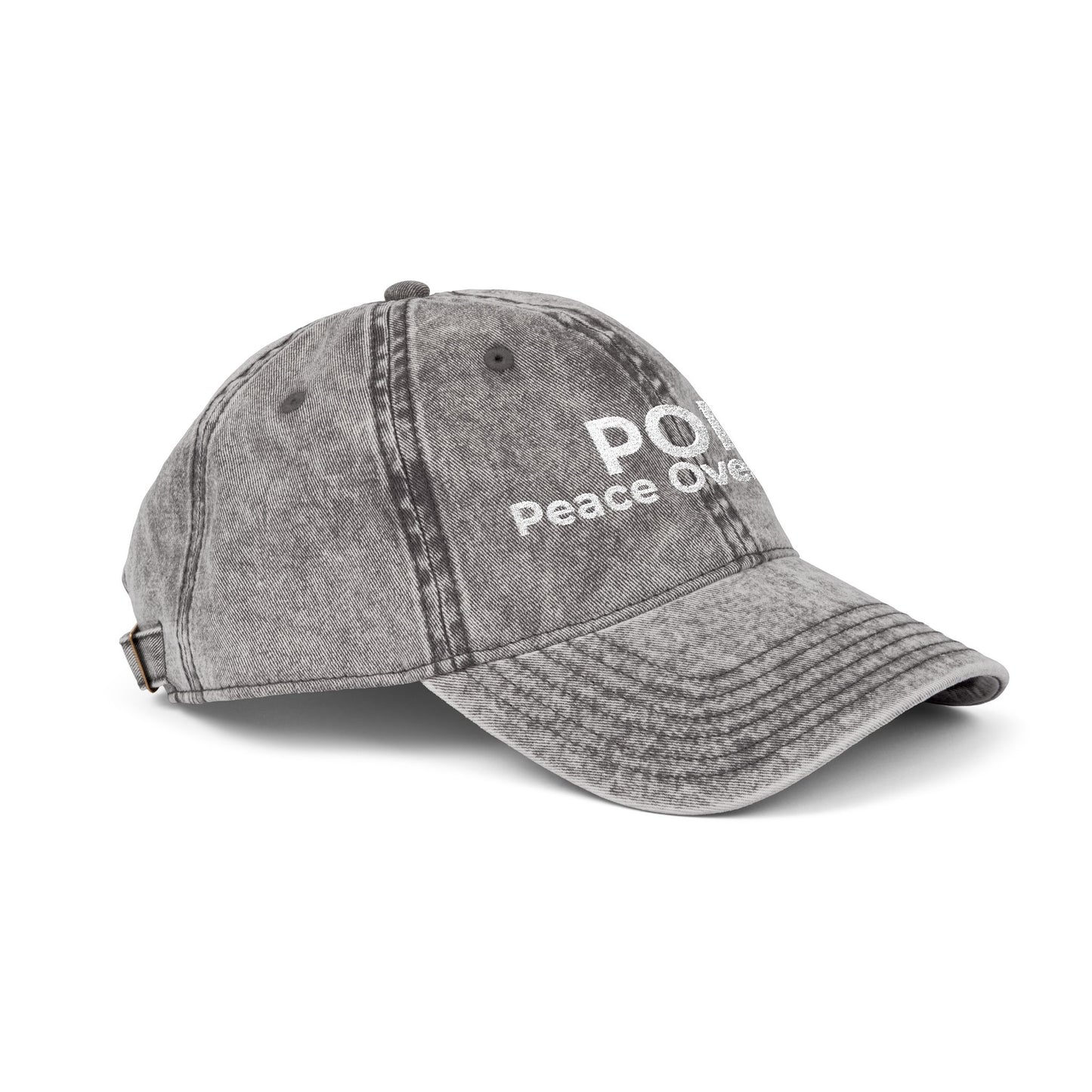 Vintage Embroidered Cap — “POP Peace Over Pain” Red Distressed Hat