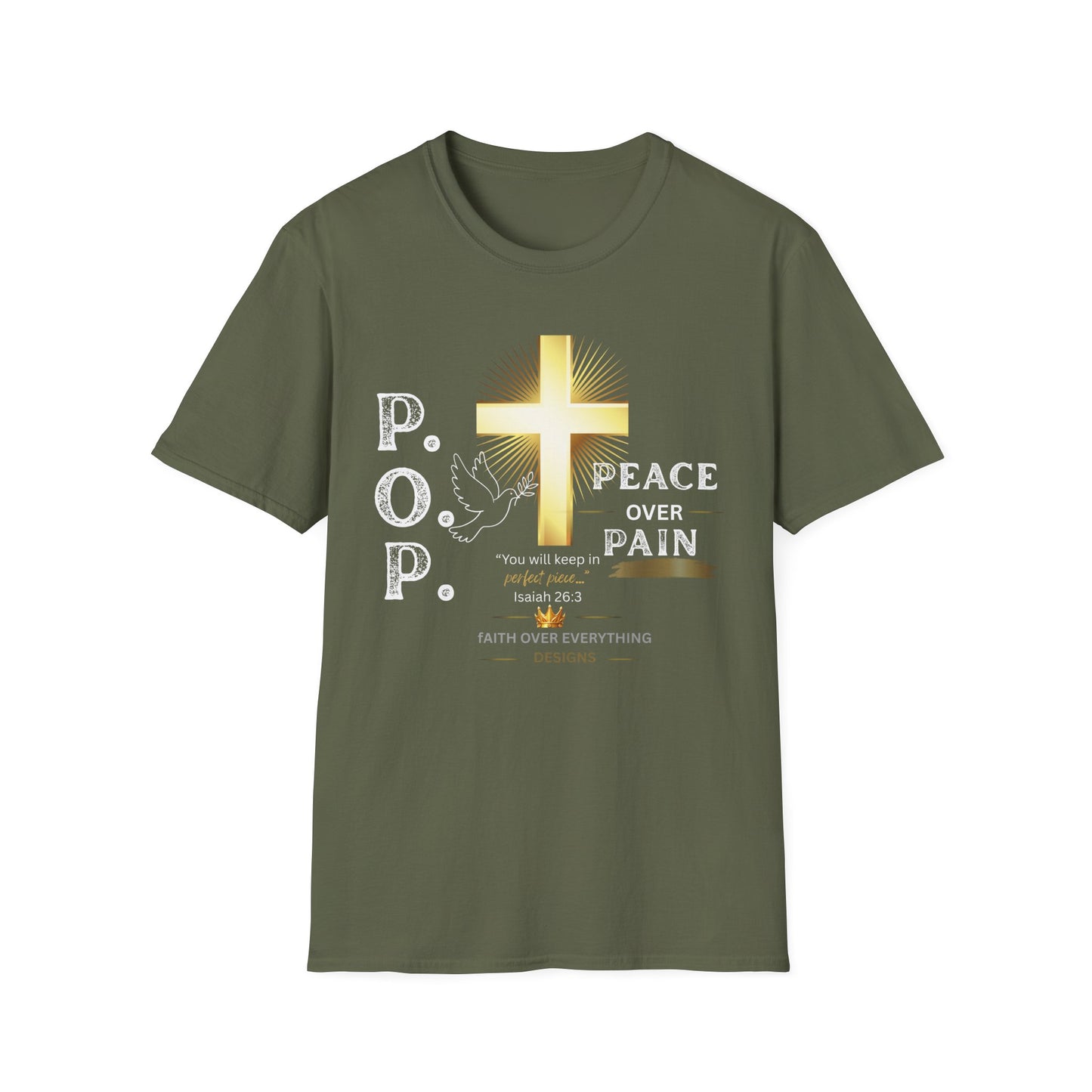 Peace Over Pain T-Shirt — Christian Cross & Dove Faith Graphic