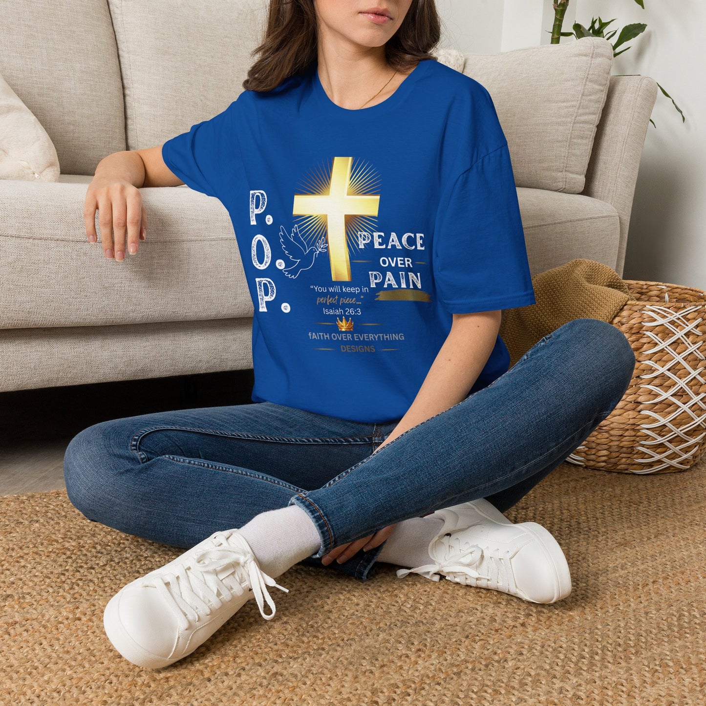 Peace Over Pain T-Shirt — Christian Cross & Dove Faith Graphic