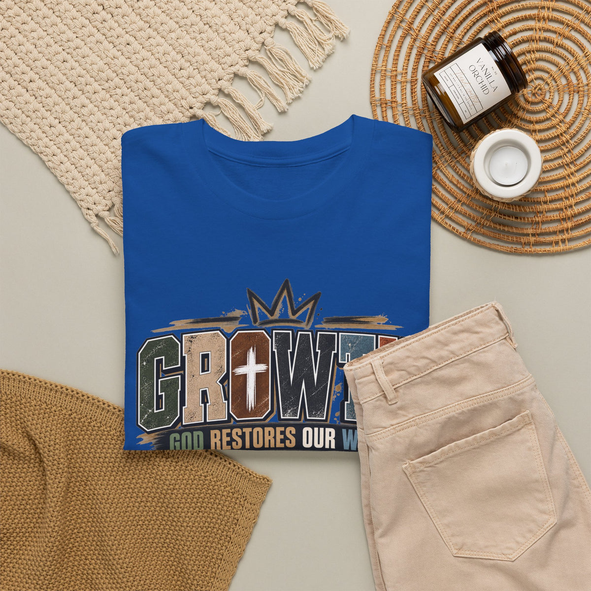 Growth Faith T-Shirt — "God Restores Our Ways, Trust Him" Christian Tee