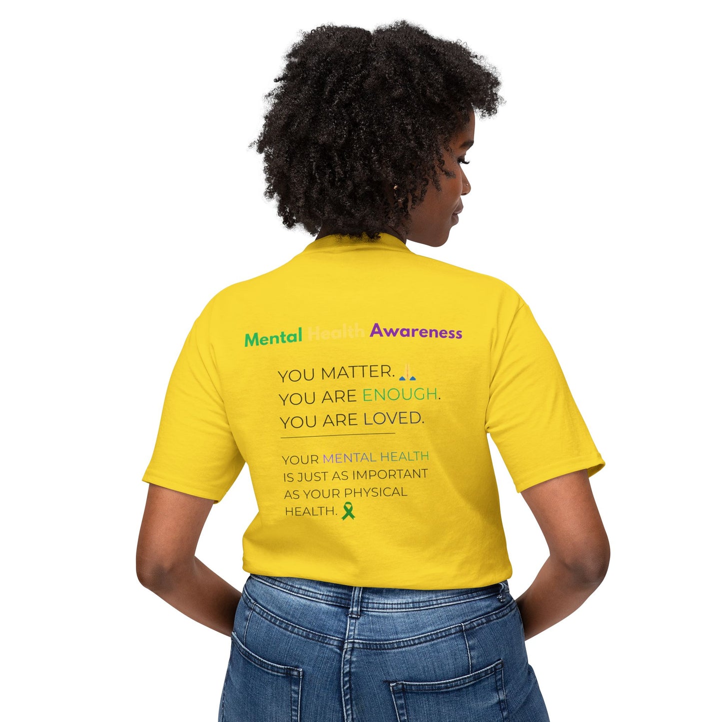 Mental Health Matters T-Shirt – Awareness Ribbon Brain Design ("It's Okay to Not Be Okay")