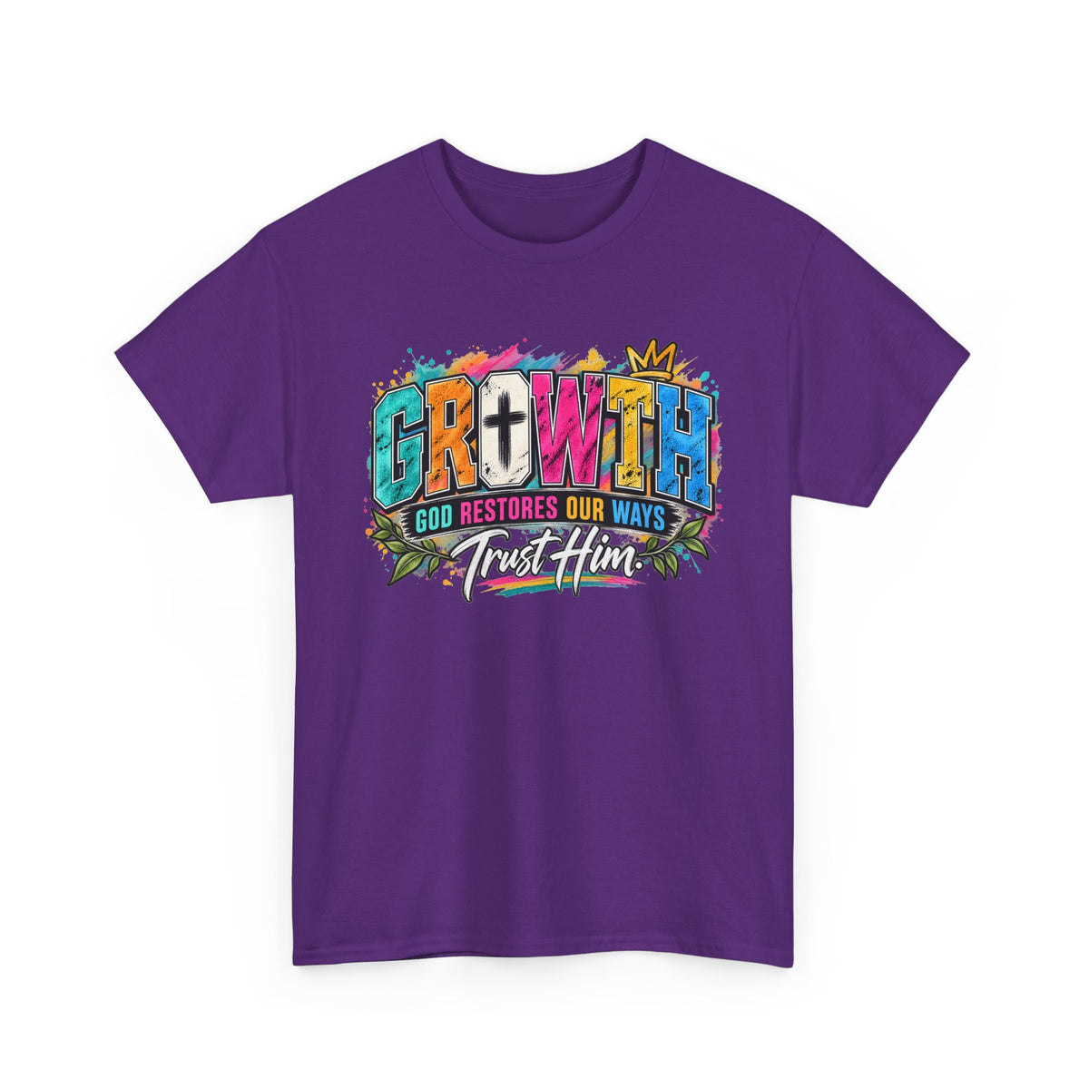 T-Shirt — "GROWTH: God Restores Our Ways, Trust Him" Colorful Faith Graphic