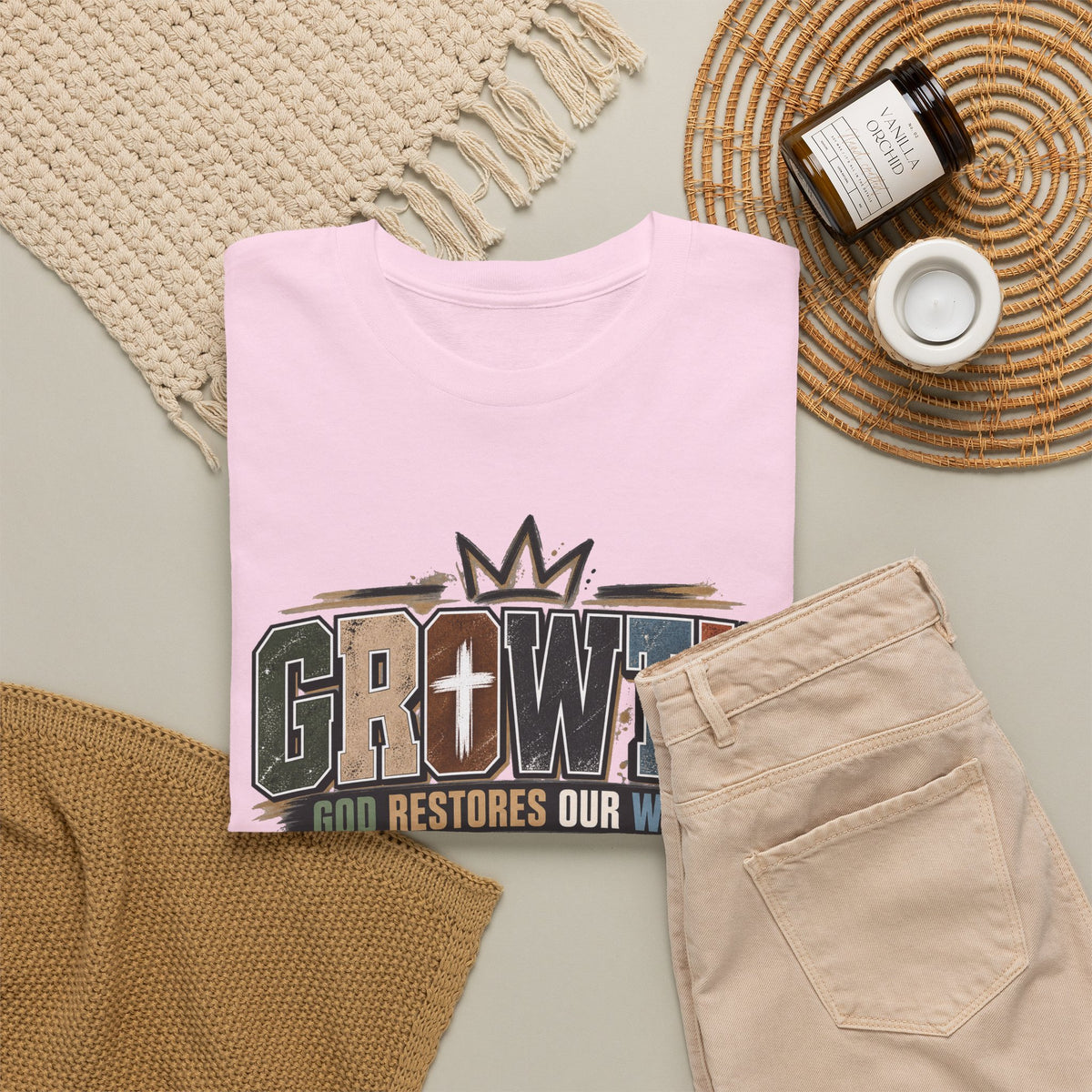 Growth Faith T-Shirt — "God Restores Our Ways, Trust Him" Christian Tee