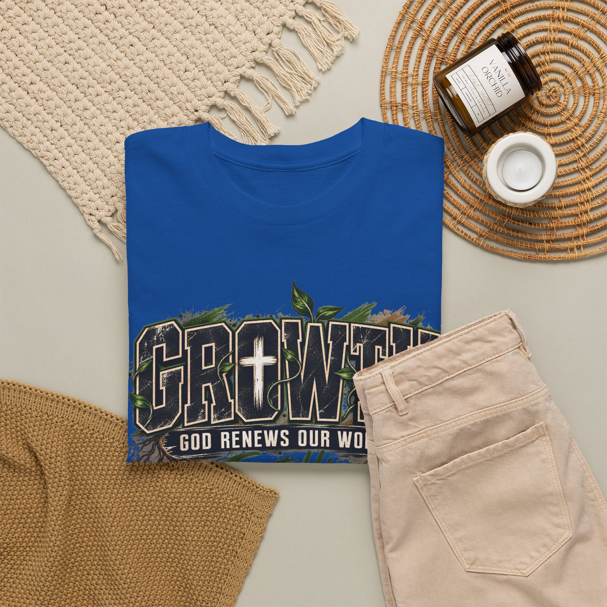 Growth "Trust Him" Christian T-Shirt — God Renews Our Worth Faith Tee