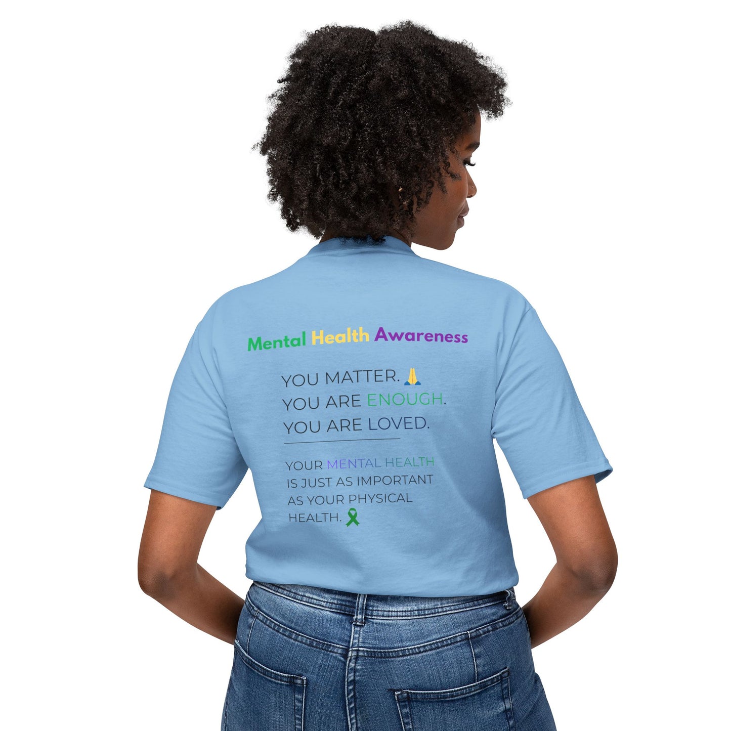 Mental Health Matters T-Shirt – Awareness Ribbon Brain Design ("It's Okay to Not Be Okay")