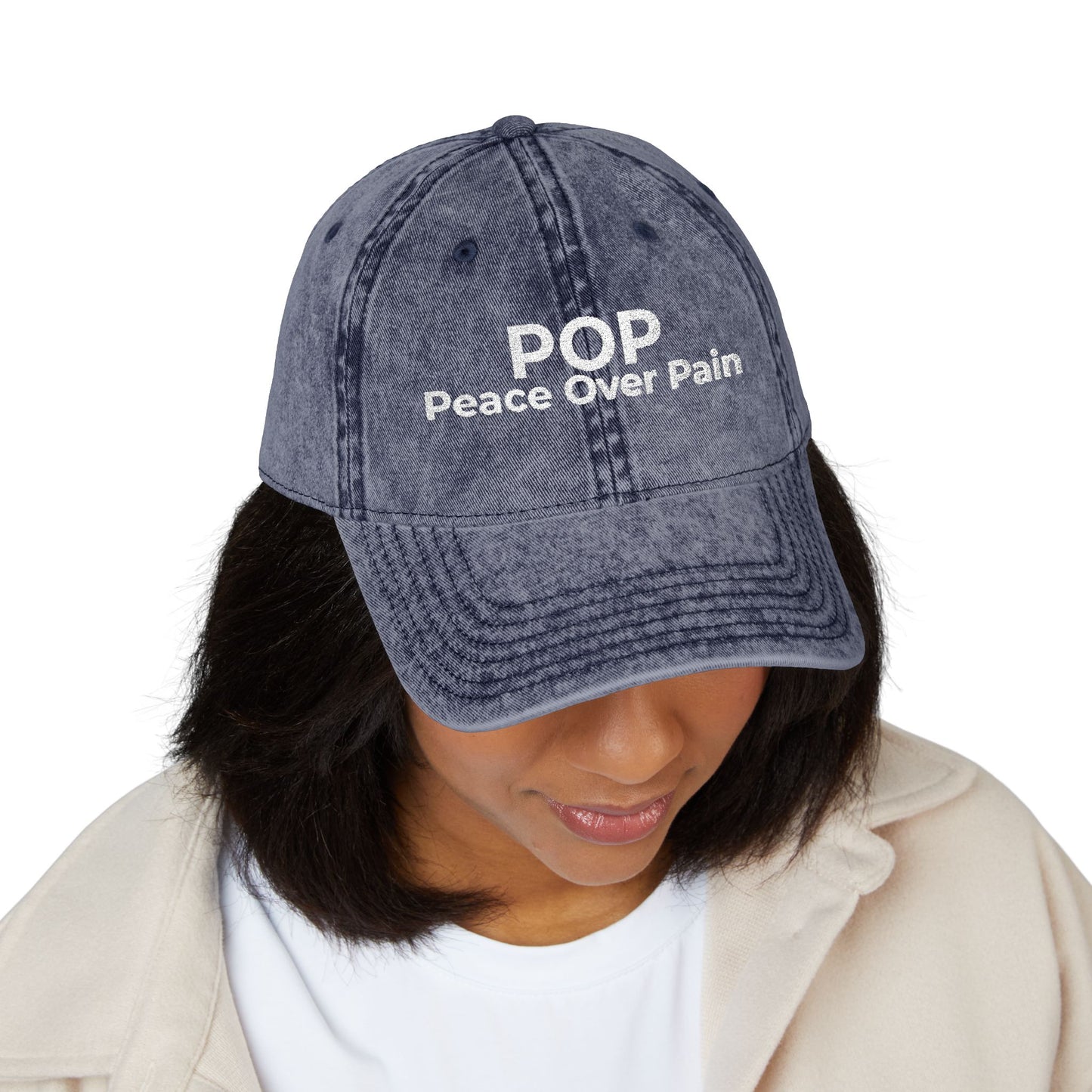Copy of POP Peace Over Pain” Red Distressed Hat