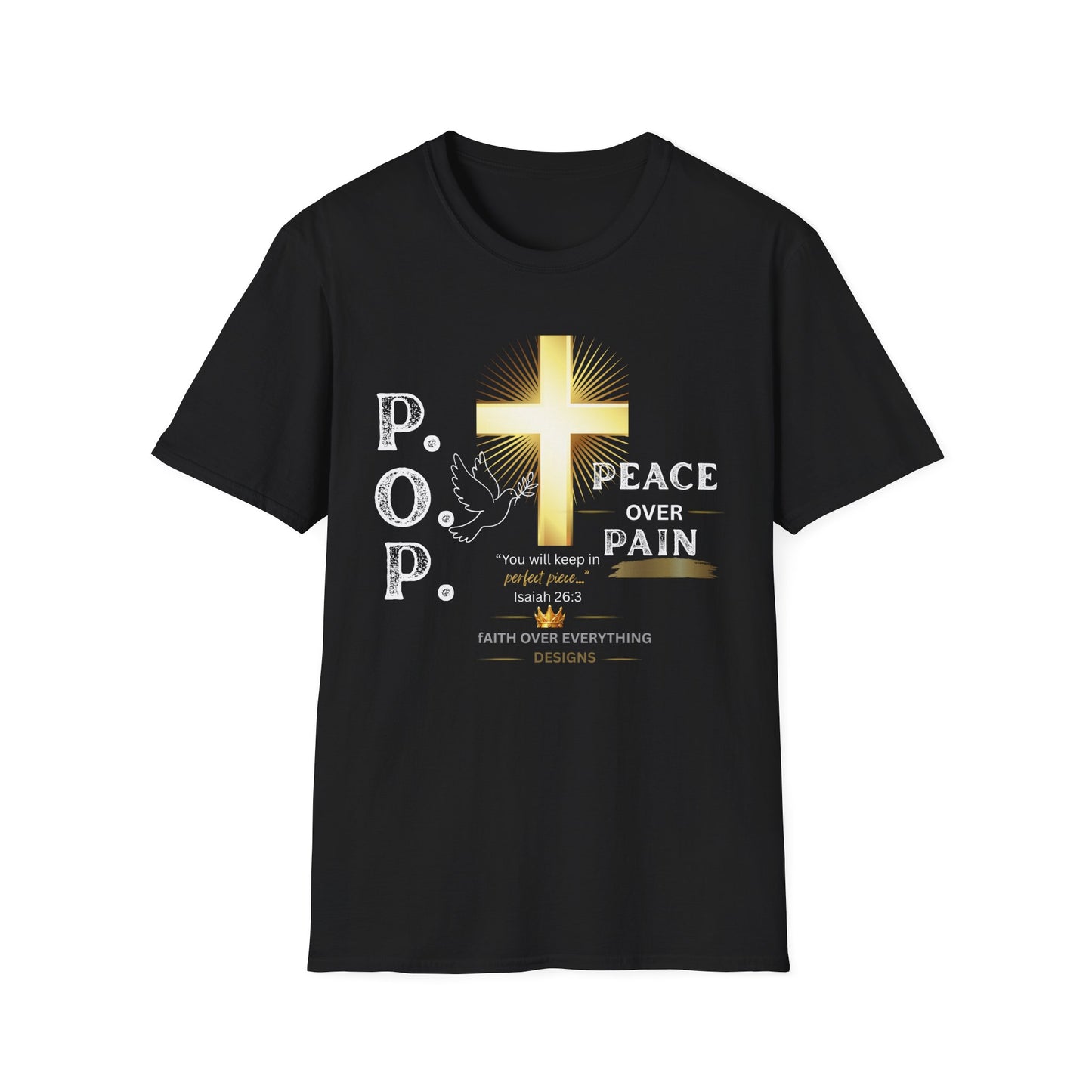 Peace Over Pain T-Shirt — Christian Cross & Dove Faith Graphic