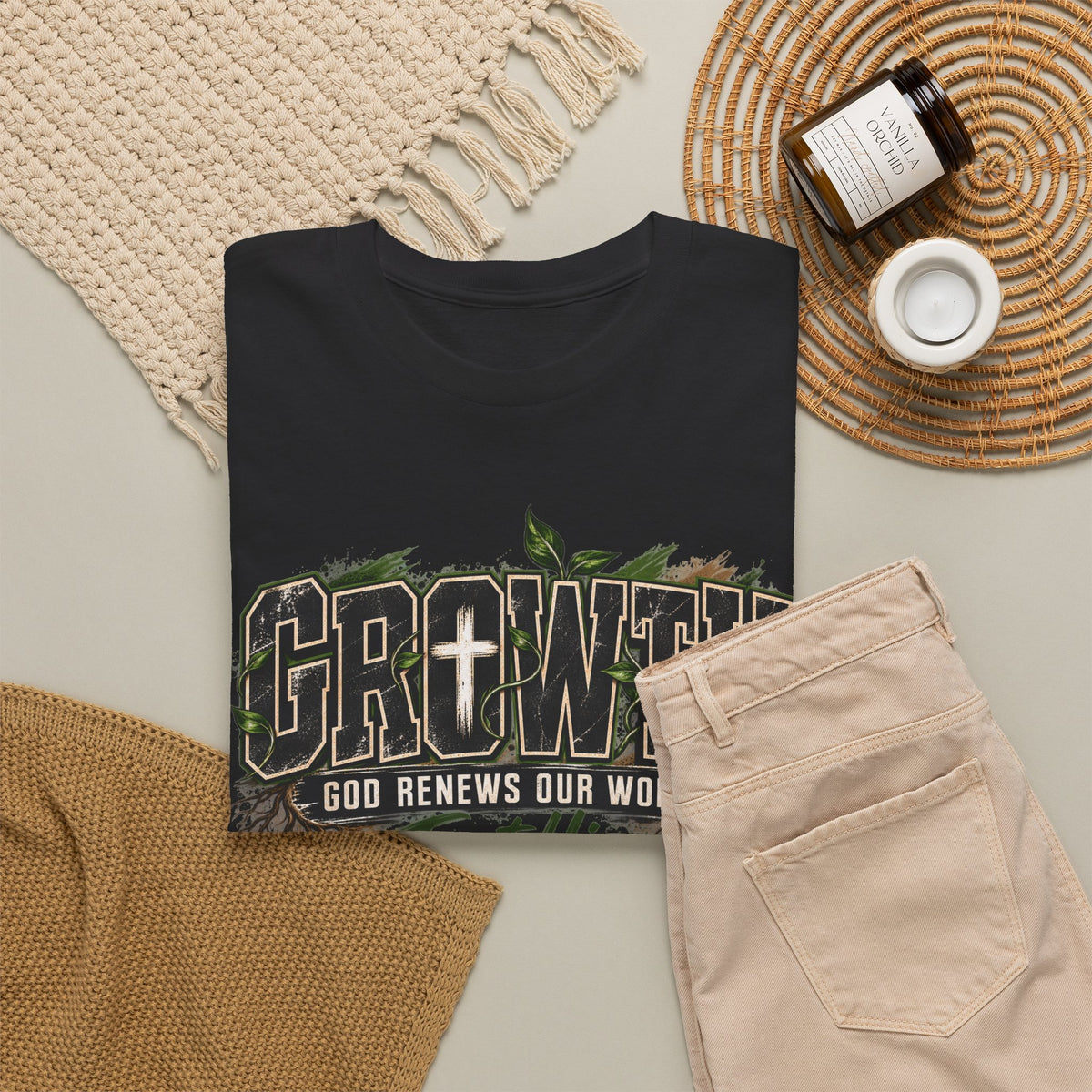 Growth "Trust Him" Christian T-Shirt — God Renews Our Worth Faith Tee