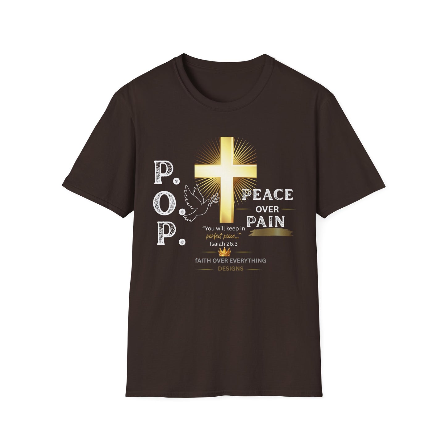 Peace Over Pain T-Shirt — Christian Cross & Dove Faith Graphic