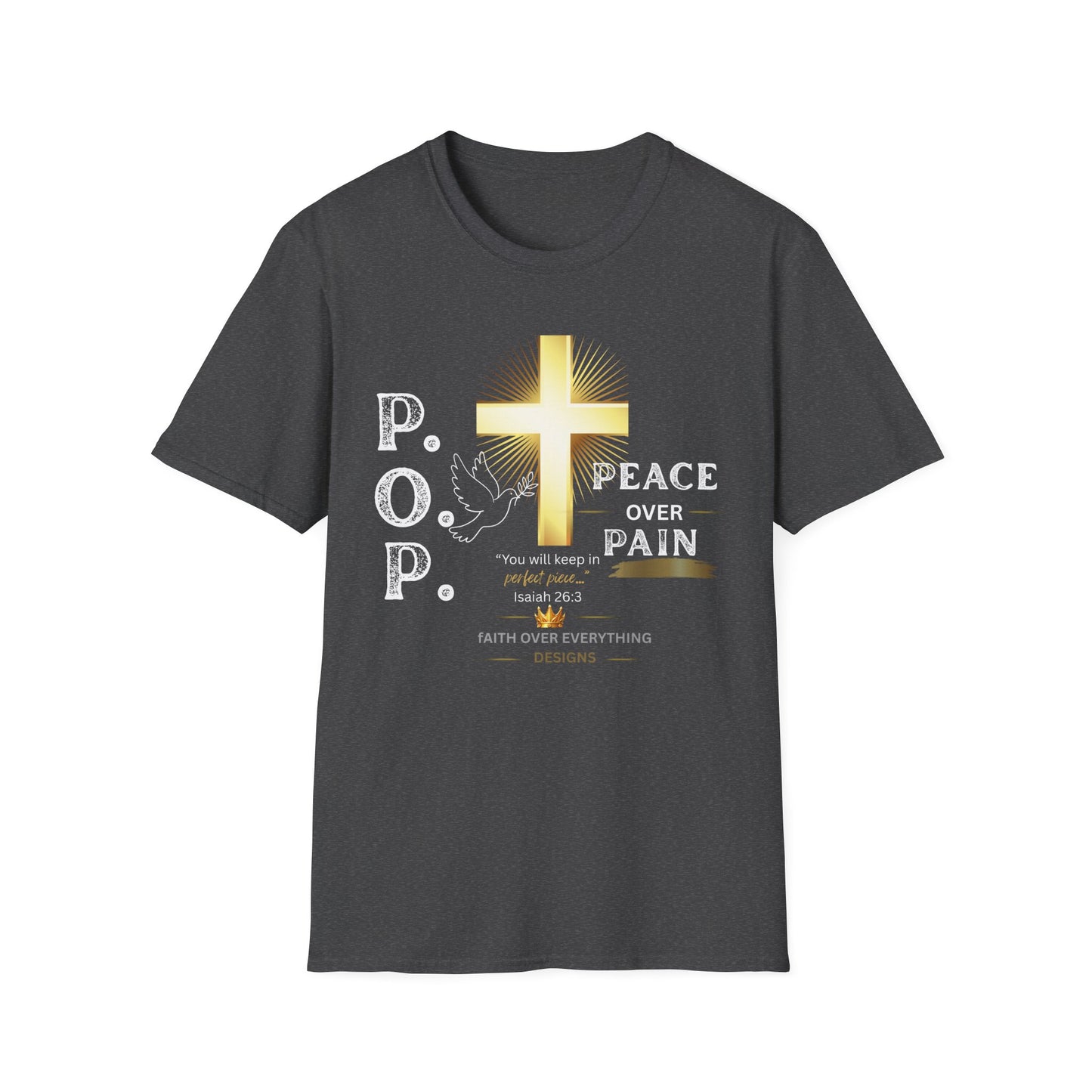 Peace Over Pain T-Shirt — Christian Cross & Dove Faith Graphic