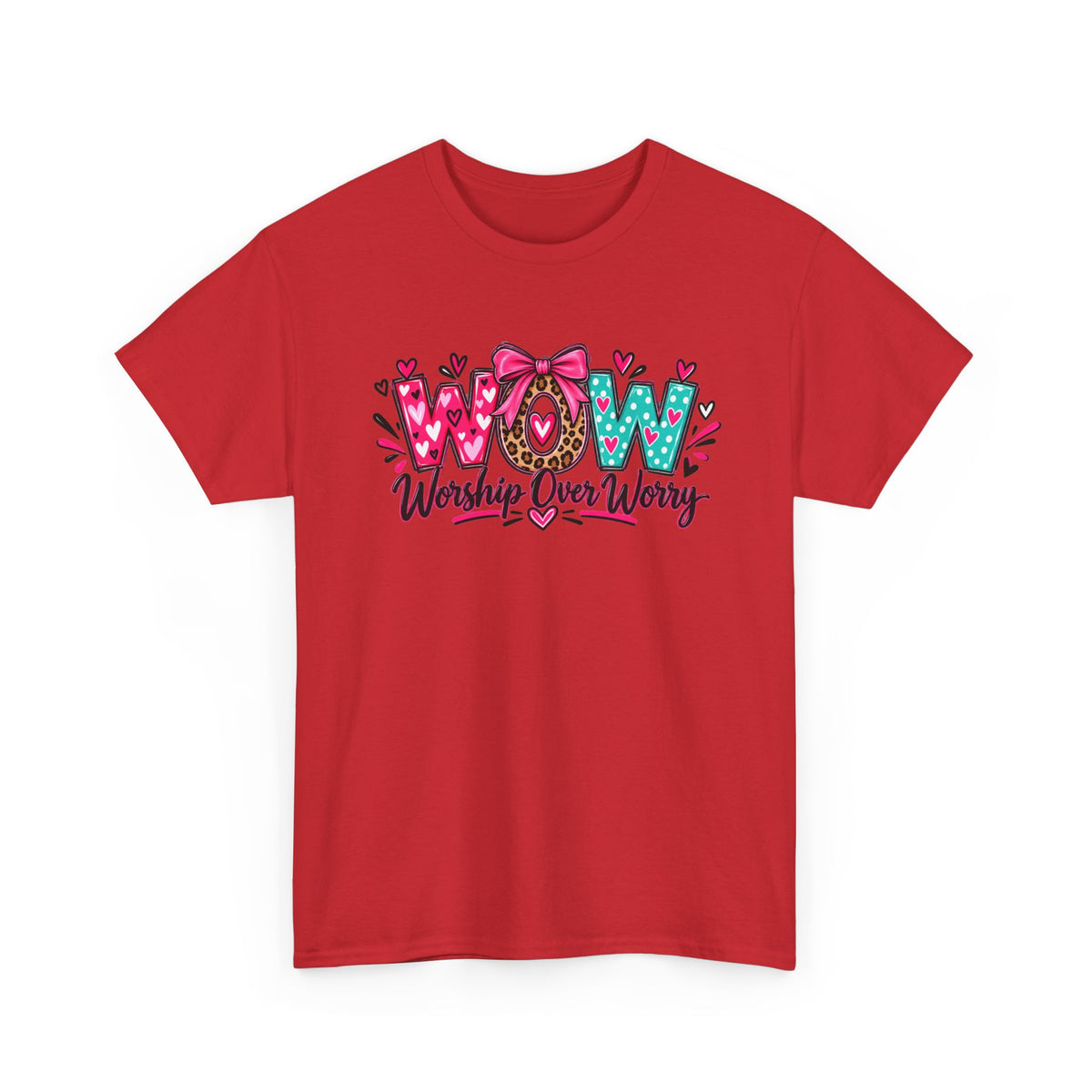 W.O.W. "Worship Over Worry" Graphic Tee — Faith-Inspired Christian Shirt
