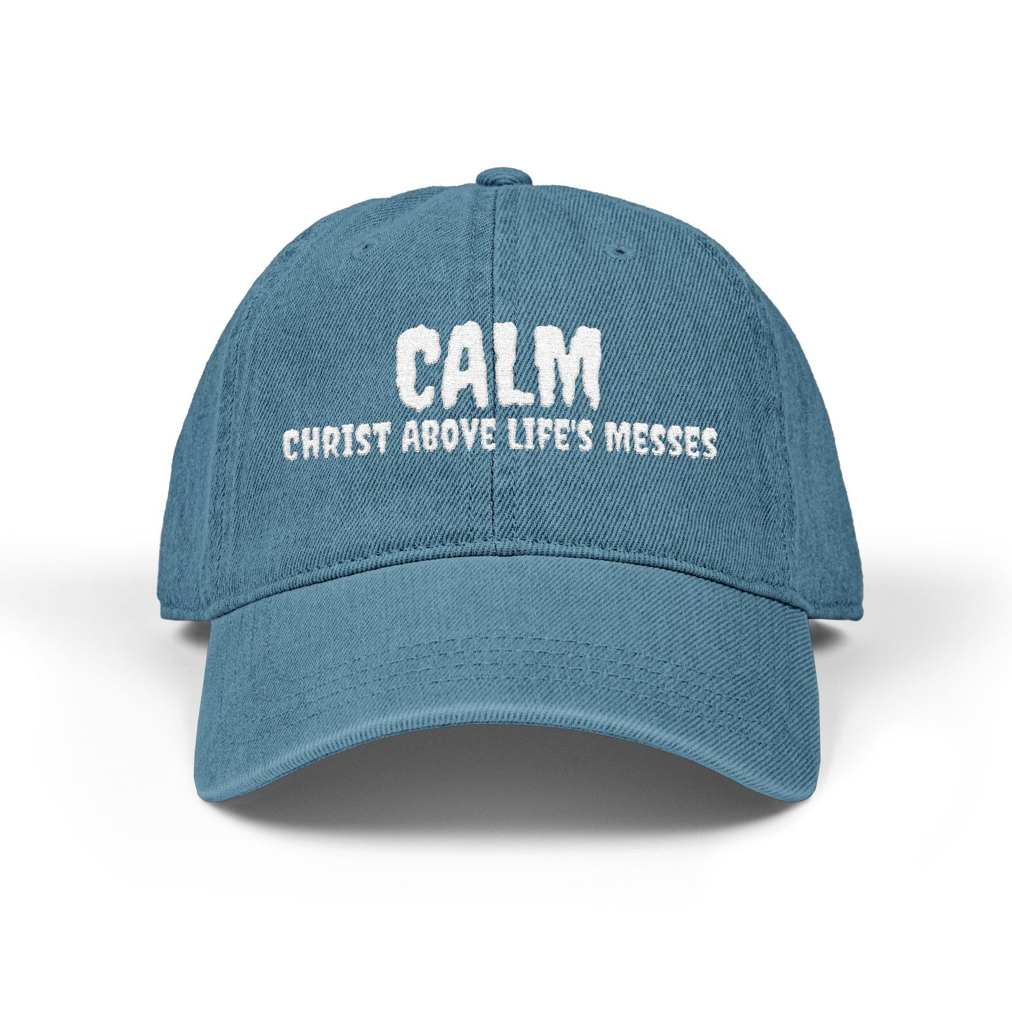 CALM (Christ Above Life's Messes) Faith Over Everything Black Denim Cap