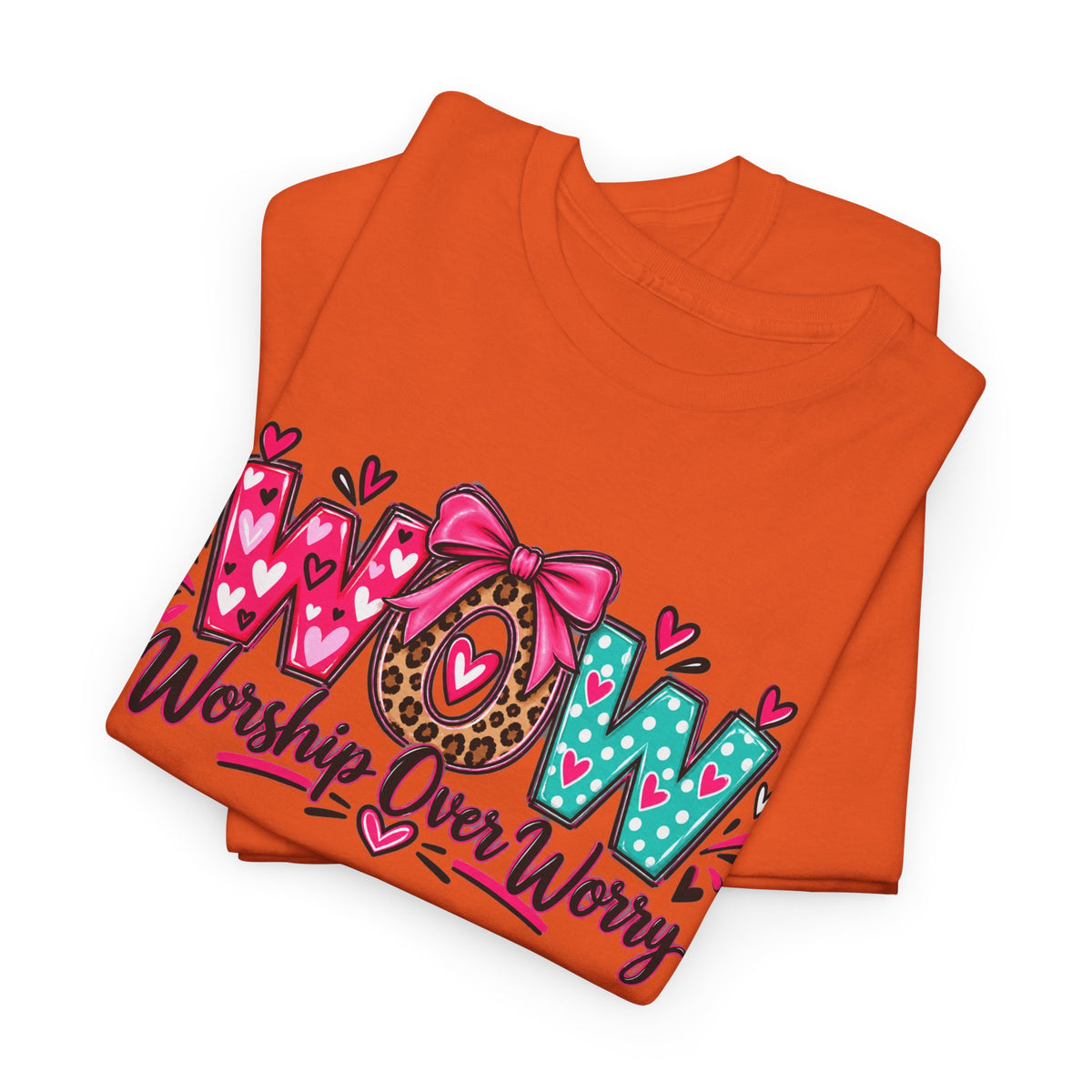 W.O.W. "Worship Over Worry" Graphic Tee — Faith-Inspired Christian Shirt