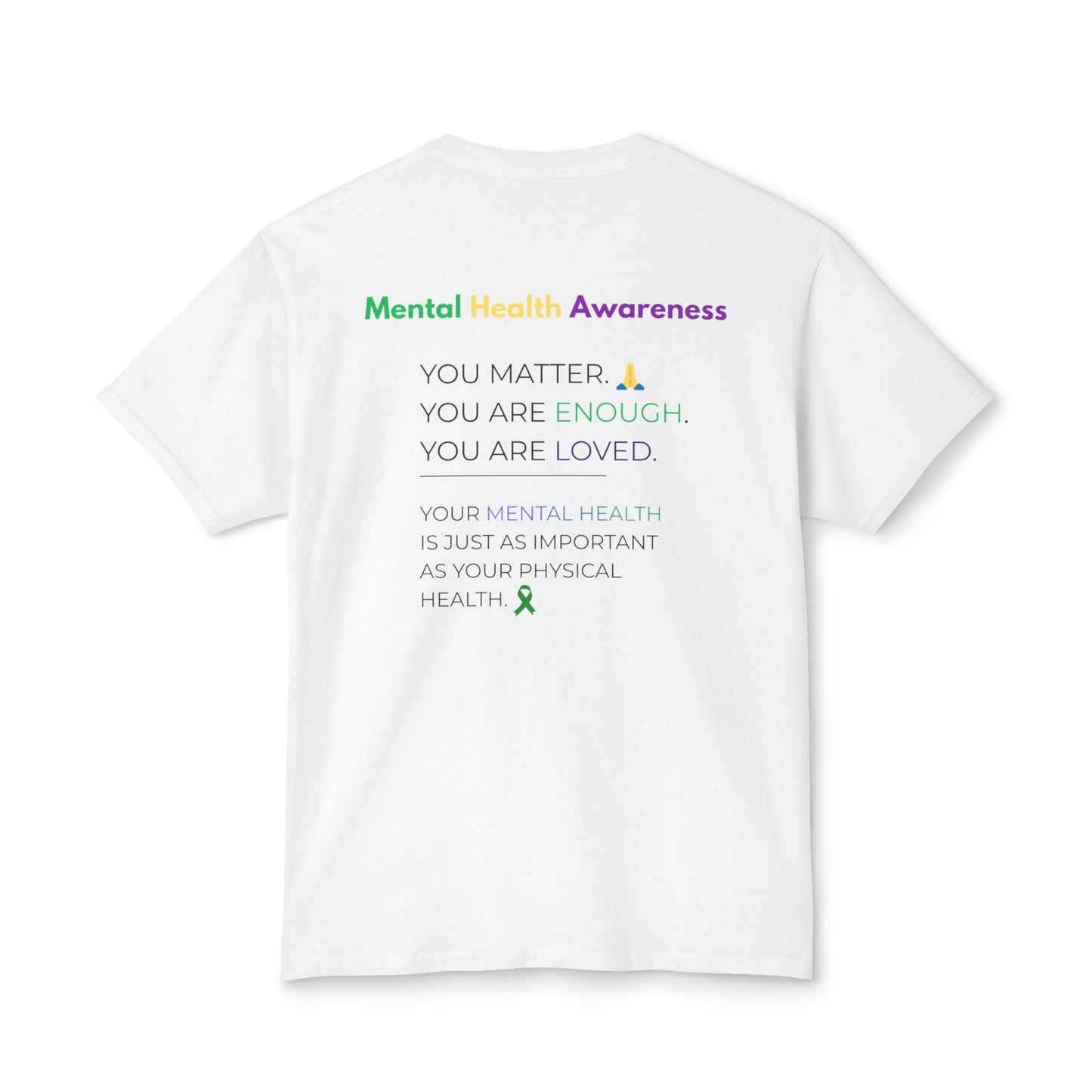 Mental Health Matters T-Shirt – Awareness Ribbon Brain Design ("It's Okay to Not Be Okay")