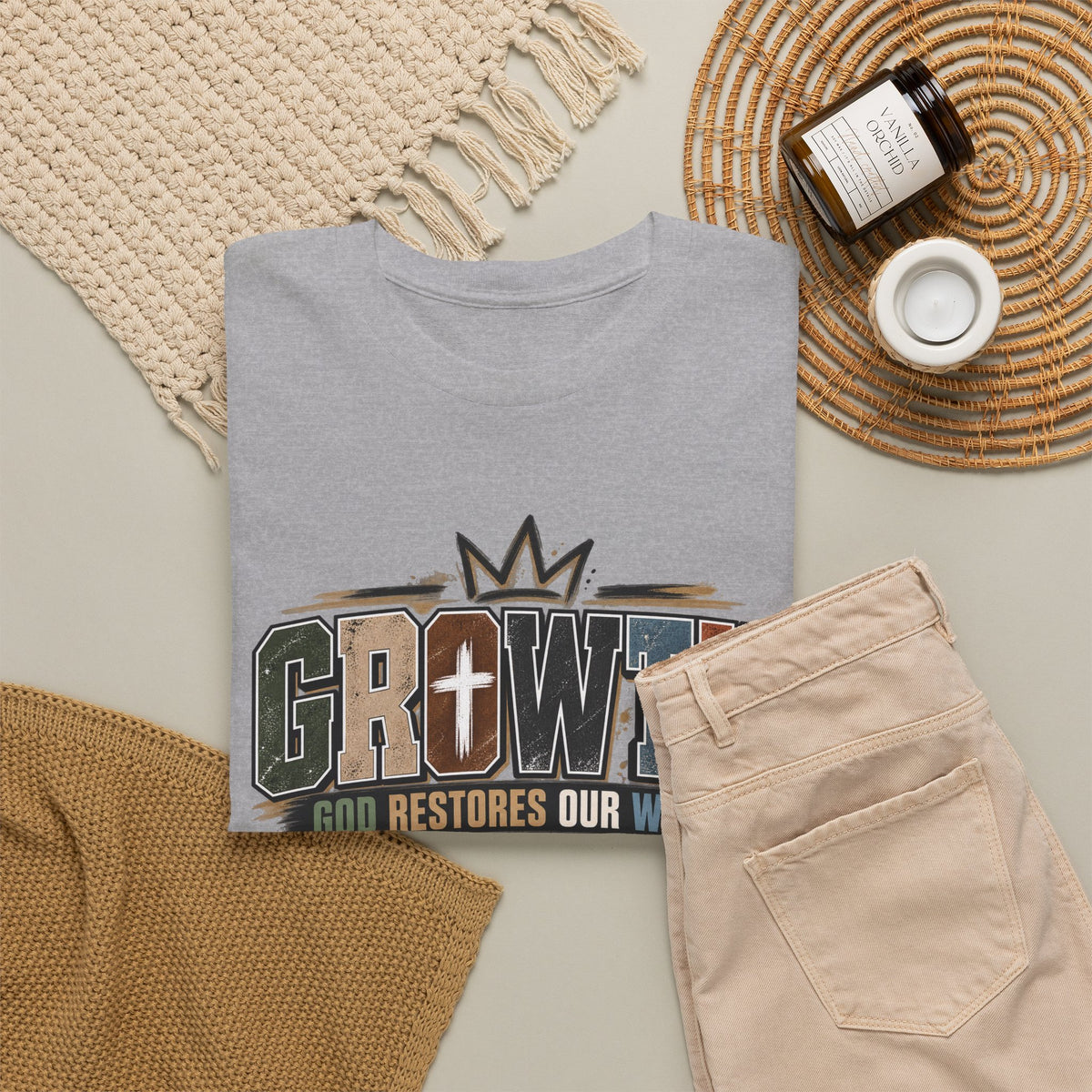 Growth Faith T-Shirt — "God Restores Our Ways, Trust Him" Christian Tee