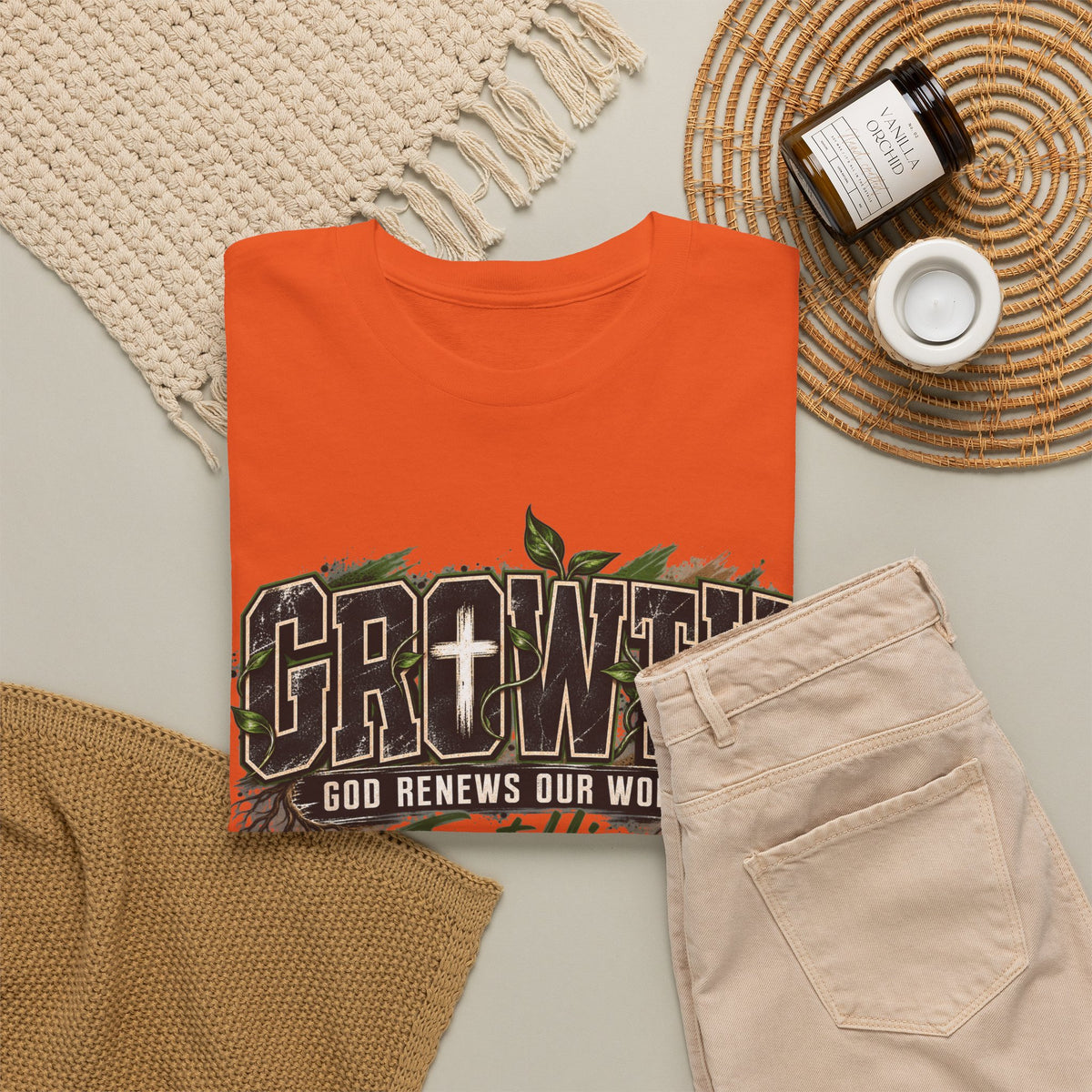 Growth "Trust Him" Christian T-Shirt — God Renews Our Worth Faith Tee